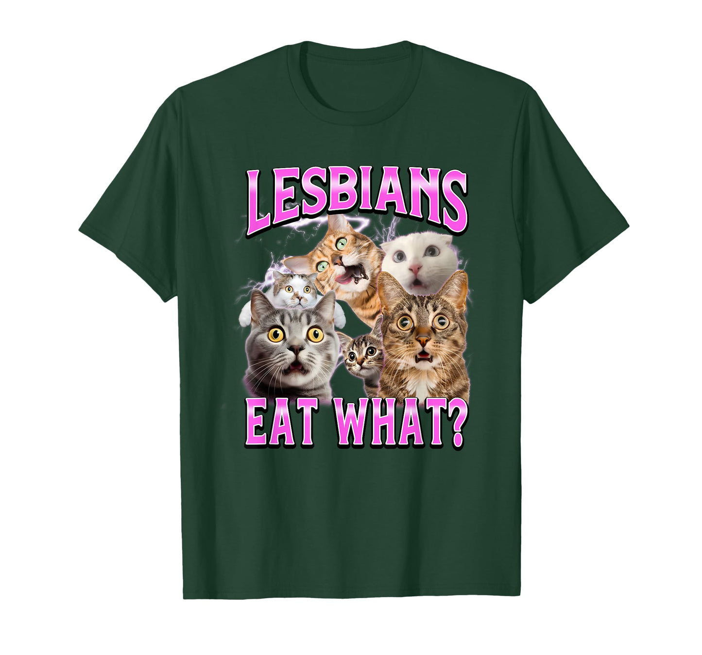 Lesbians Eat What?! Funny Cat Gay Pride LGBTQ Pun Bootleg T-Shirt