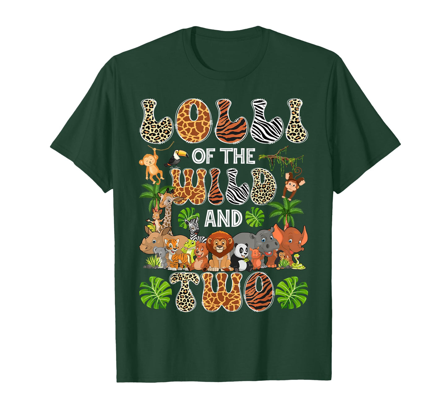 Lolli Of The Wild And Two 2Nd Birthday Boy Safari Jungle T-Shirt