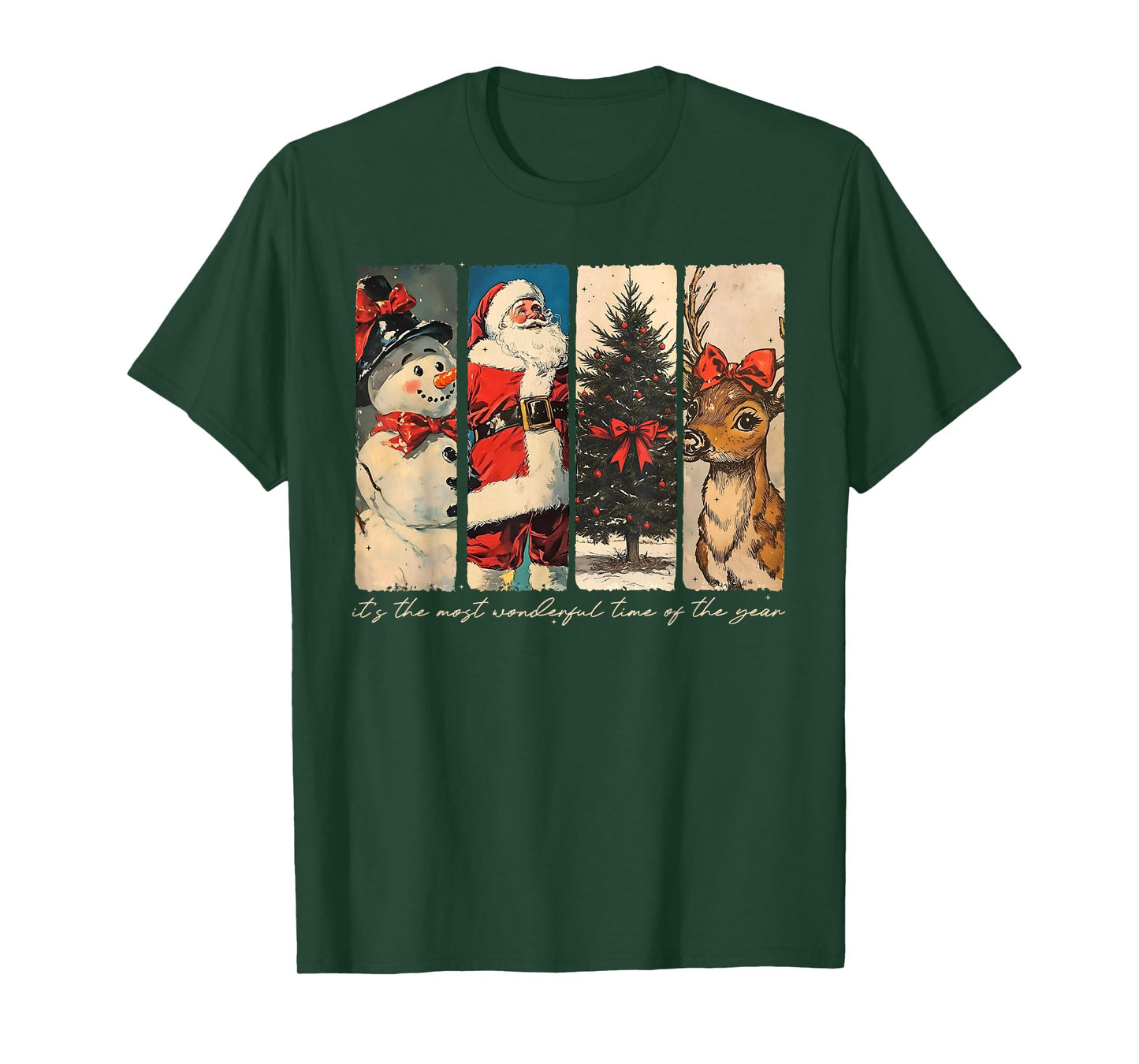 Reindeer Santa Snowman Christmas Xmas Tree Family Holiday T-Shirt