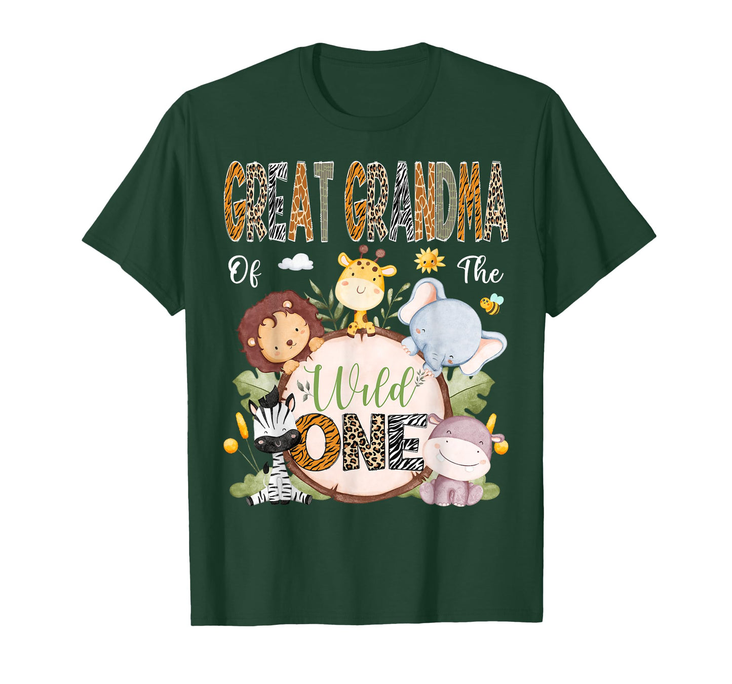 Great Grandma Of The Wild One 1St Birthday Safari Animals T-Shirt