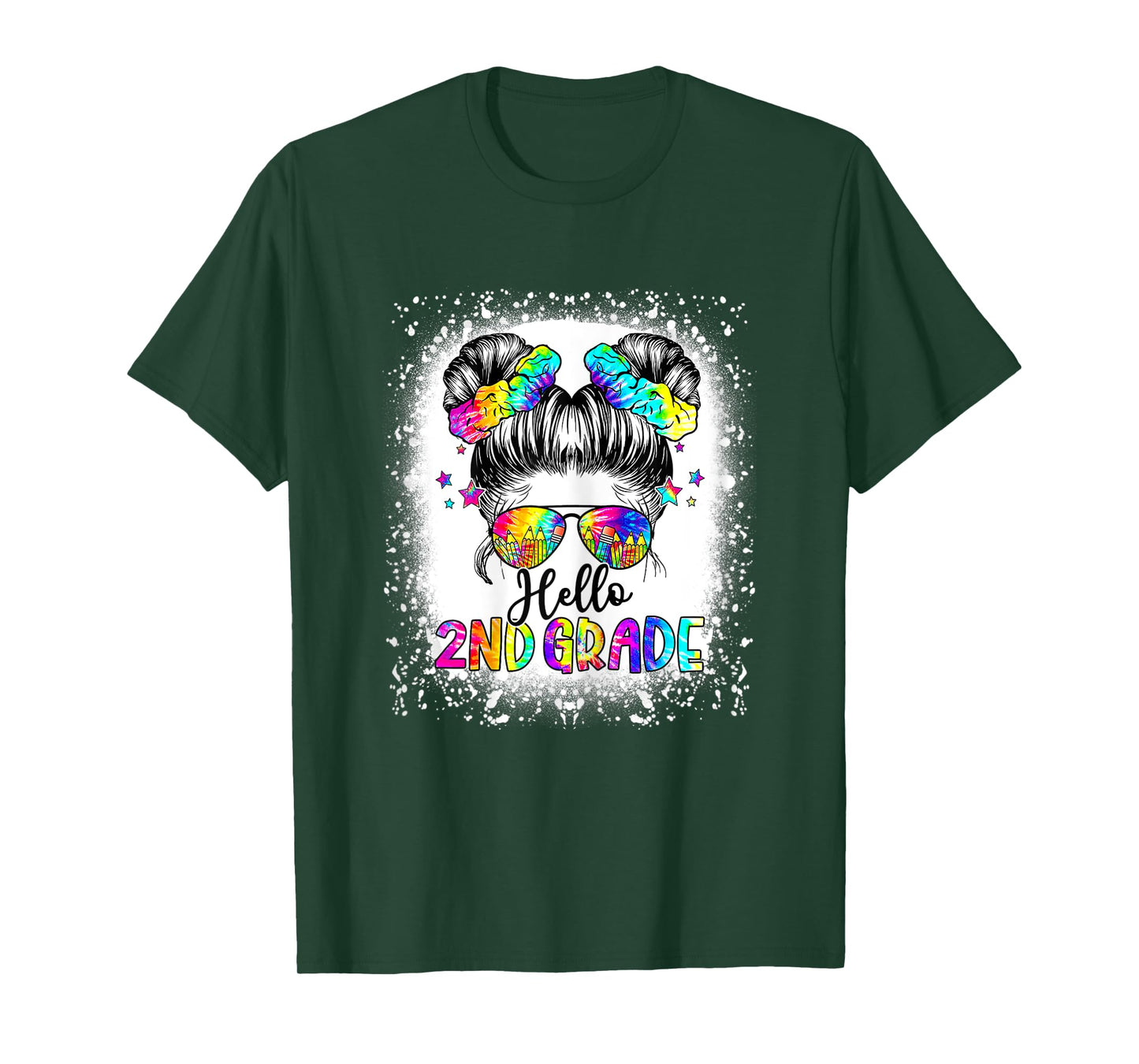 Hello 2nd Grade Messy Hair Bun Girl Back To School First Day T-Shirt