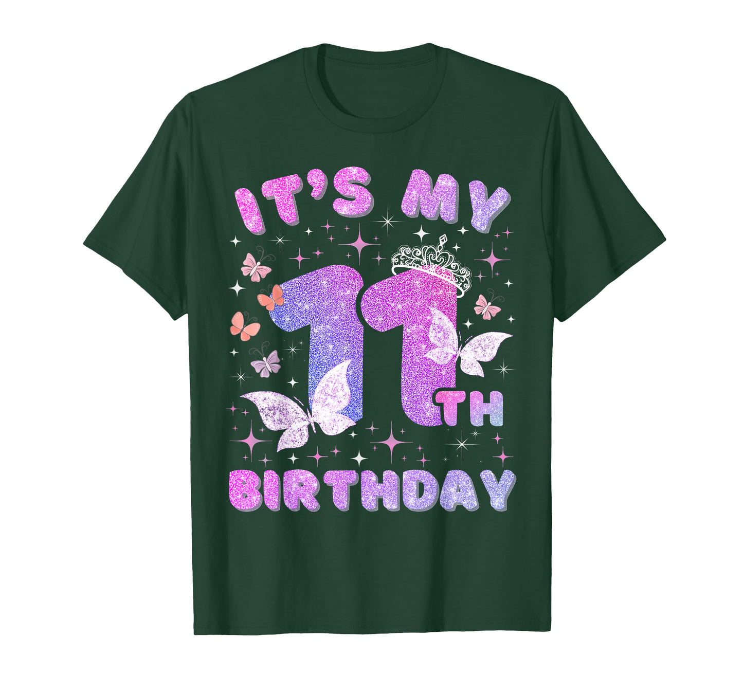 Kids 11 Years Princess Butterfly Its My 11th Birthday Girls T-Shirt