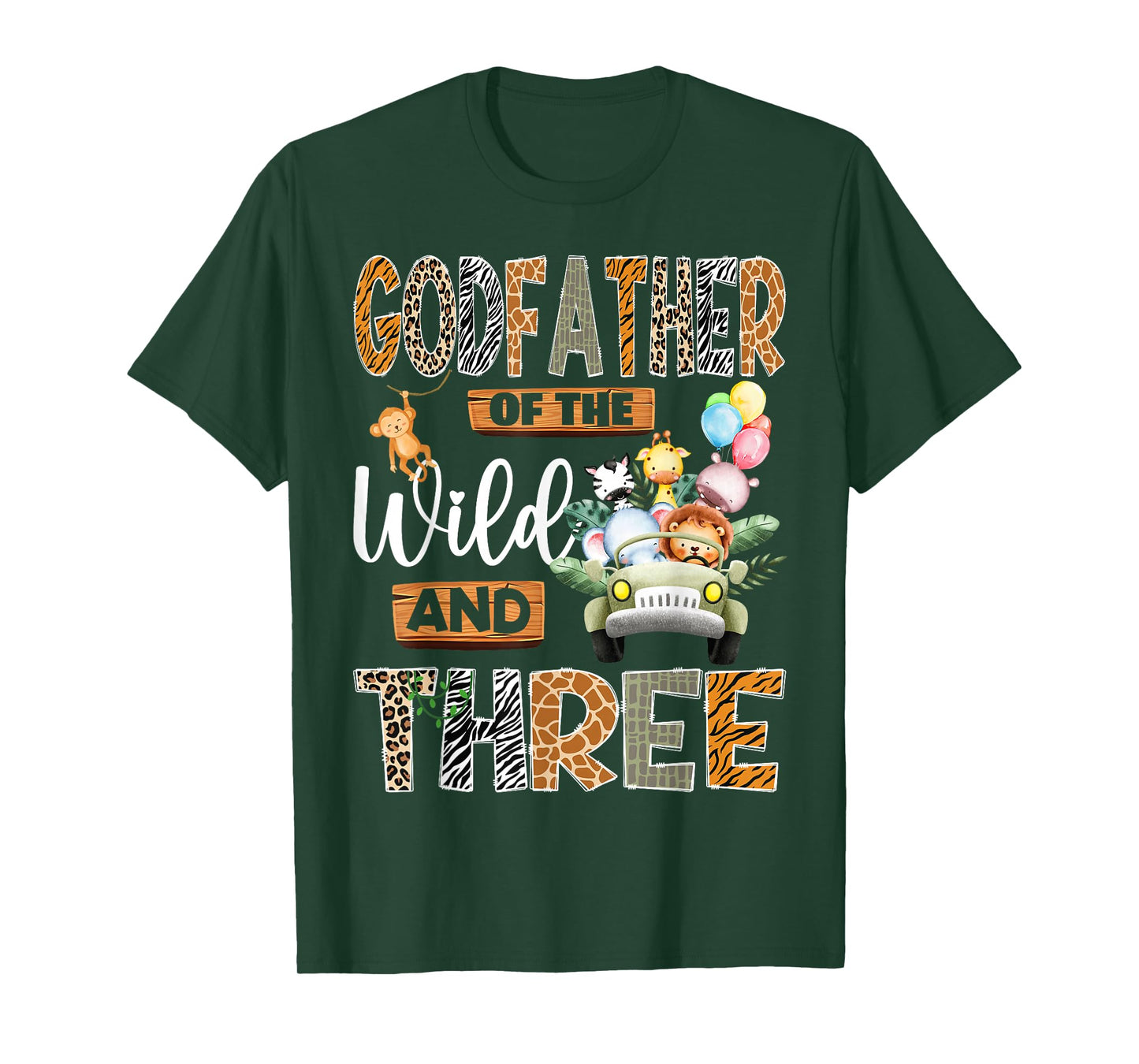 Godfather of The Wild & Three 3Rd Birthday Boy Safari Truck T-Shirt