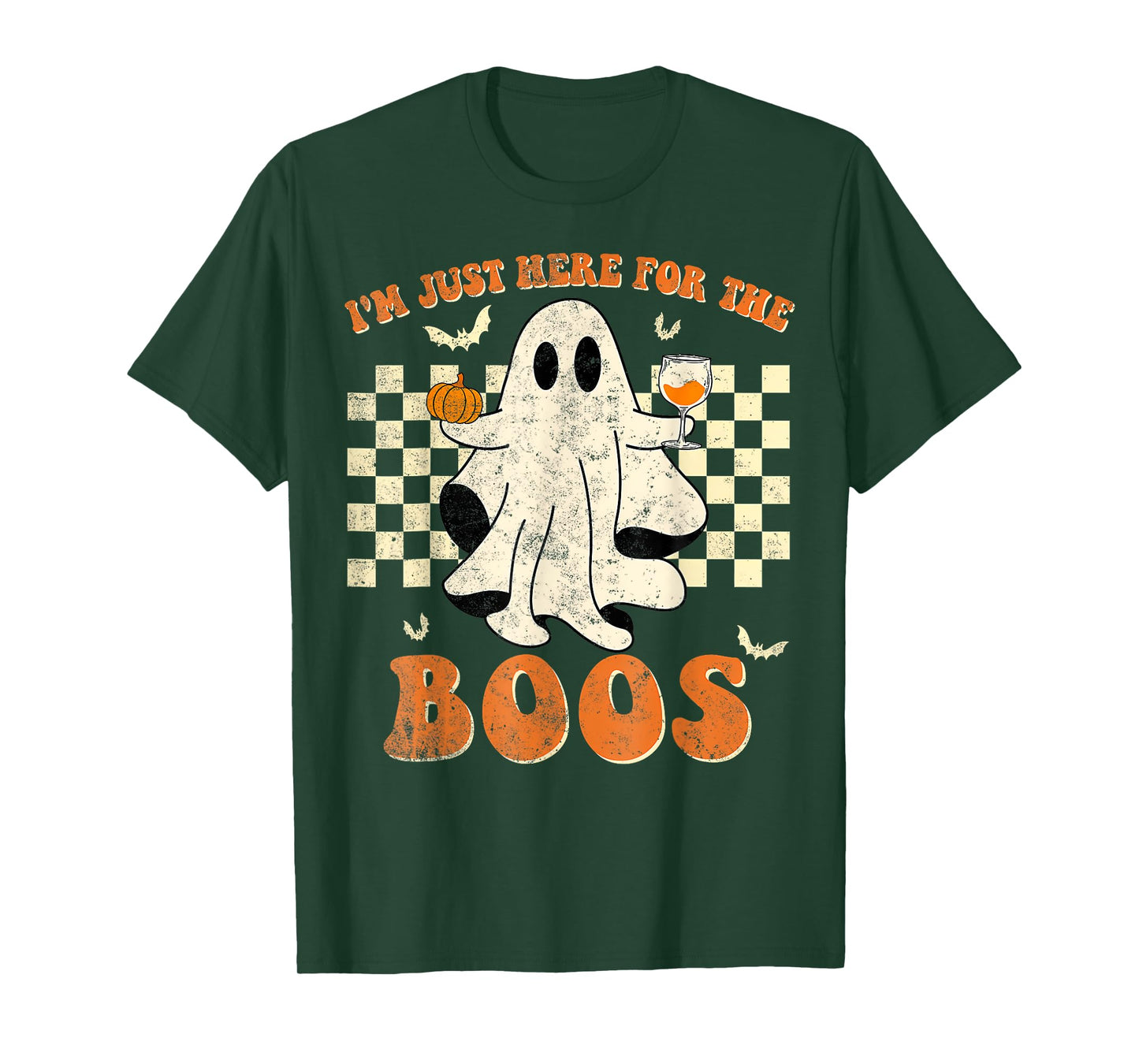I'm Just Here for The Boos Ghost Retro Groovy Halloween T-Shirt