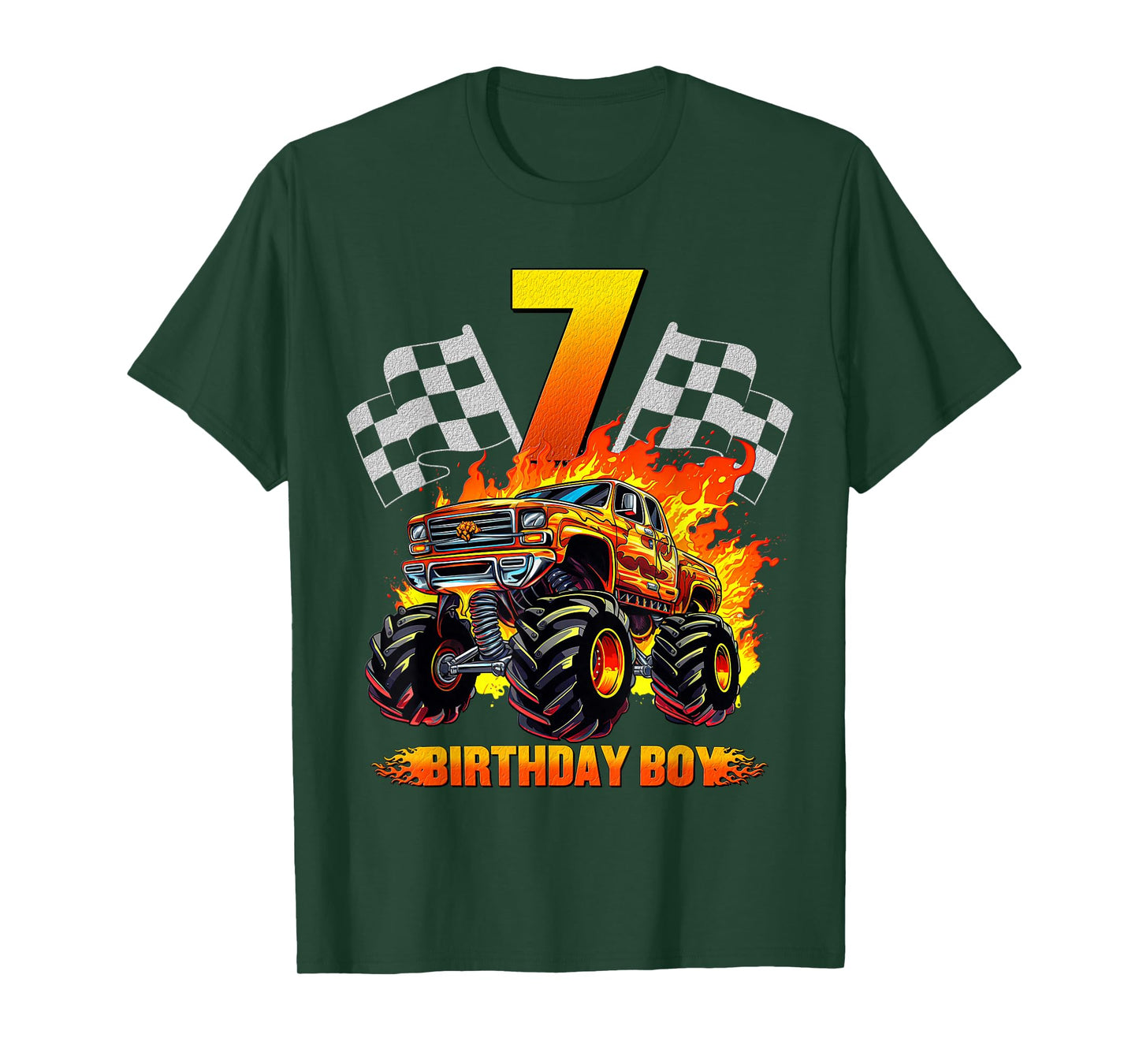 7 Year Old Birthday Monster Truck 7th Birthday Boy Kids T-Shirt