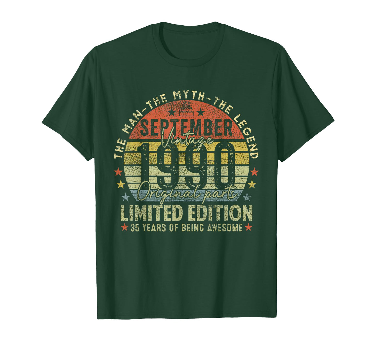35th Birthday Gifts Vintage September 1990 35 Years Old Men T-Shirt