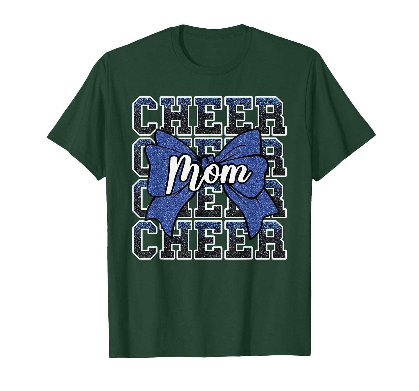 Cheer Mom Mama Bow Sport Cheerleader Cheerleading Blue T-Shirt