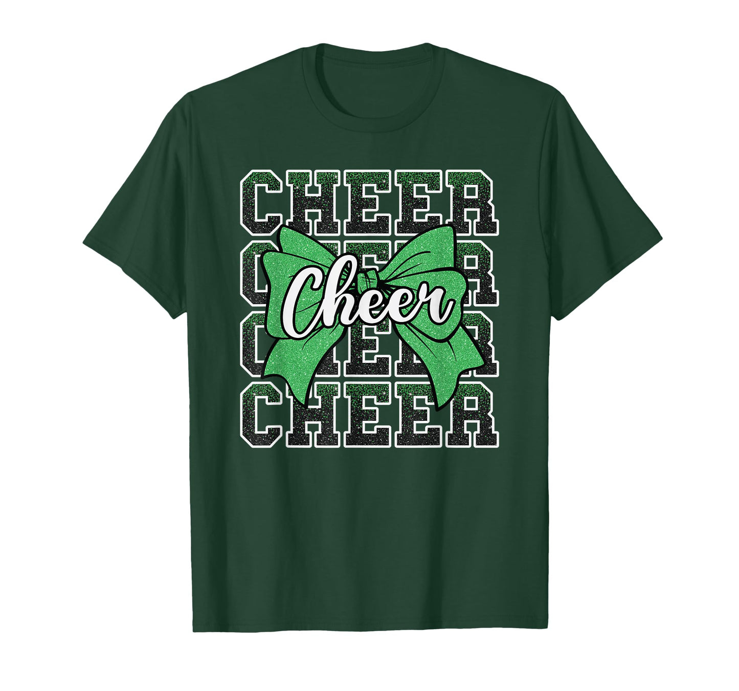 Coquette Cheer Bow Sport Cheerleader Cheerleading Green T-Shirt