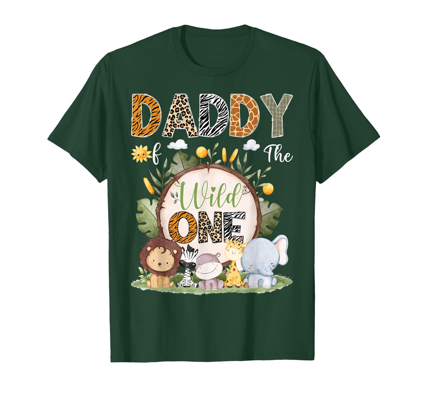 Daddy Of The Wild One 1St Birthday Kids Safari Woodland T-Shirt