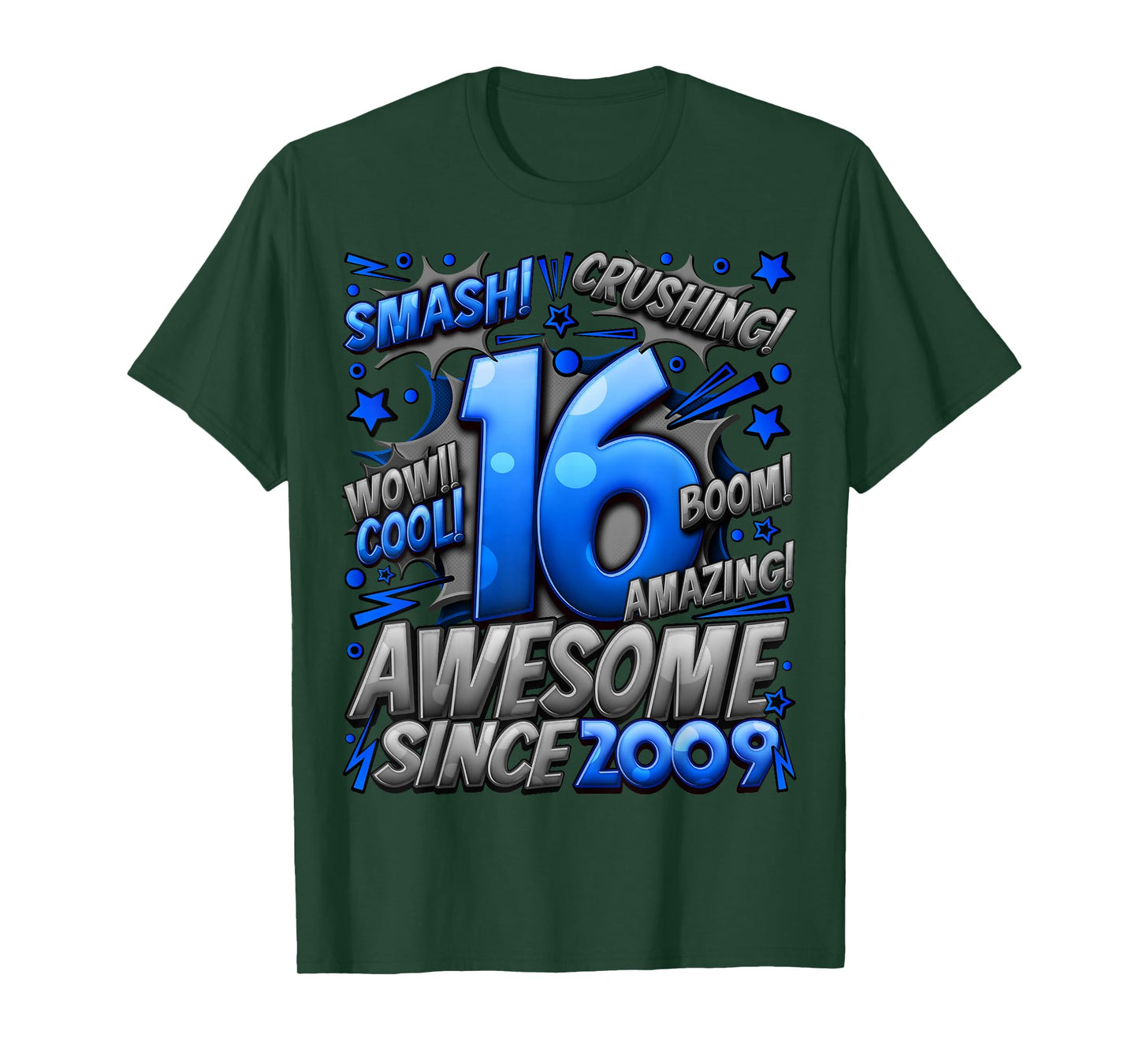 New Comic Style Birthday Gifts 2025 For Boys Unisex 16th Birthday T-Shirt Black Small