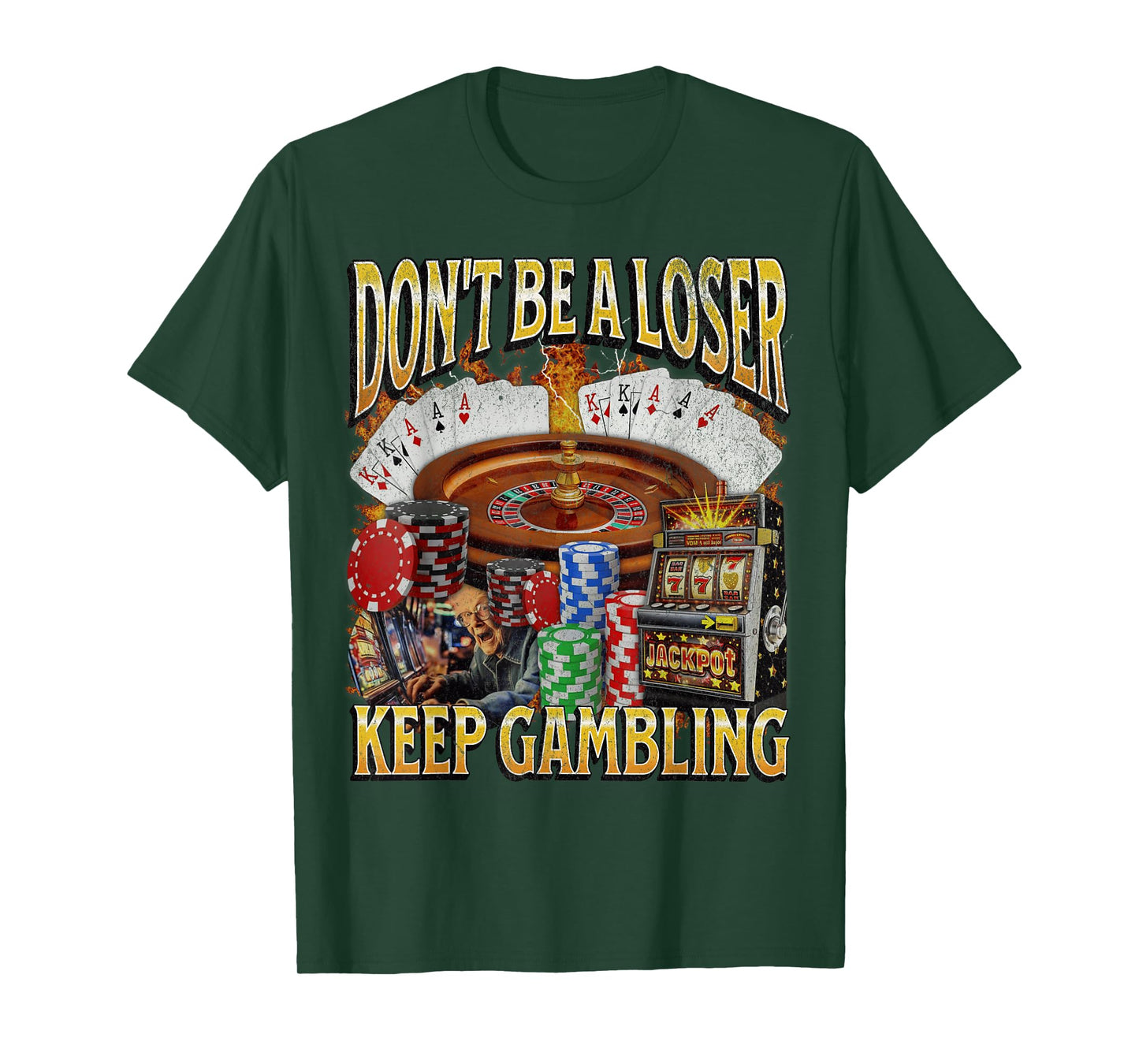 Keep Gambling Funny Unhinged Gambling Bootleg Graphic T-Shirt