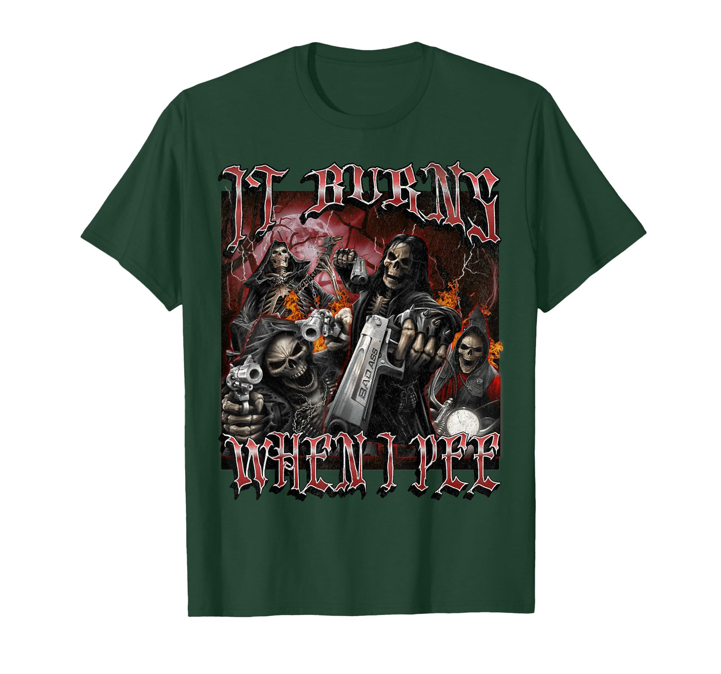 It Burns When I Pee Funny Hard Skeleton Meme Bootleg Graphic T-Shirt