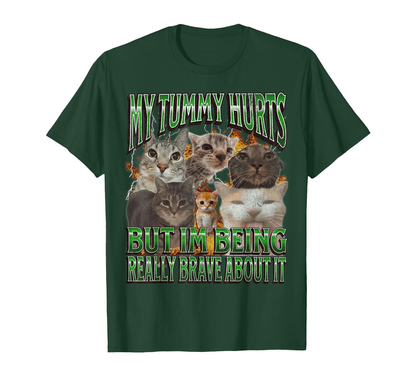 My Tummy Hurts Funny Cat Meme Bootleg Graphic T-Shirt for Men Women