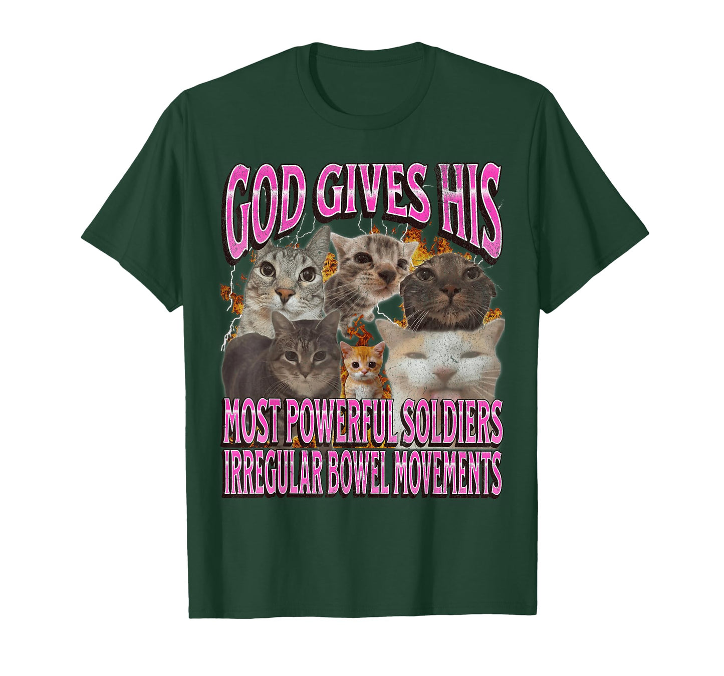 Gods Most Powerful Irregular Bowel Movements Funny Cat Meme T-Shirt