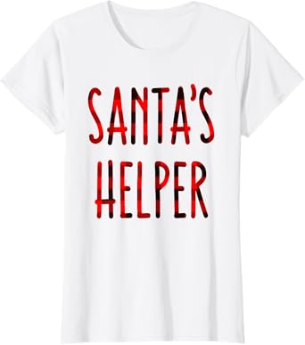 Santas Helper Mrs Claus Christmas Red Plaid T-Shirt