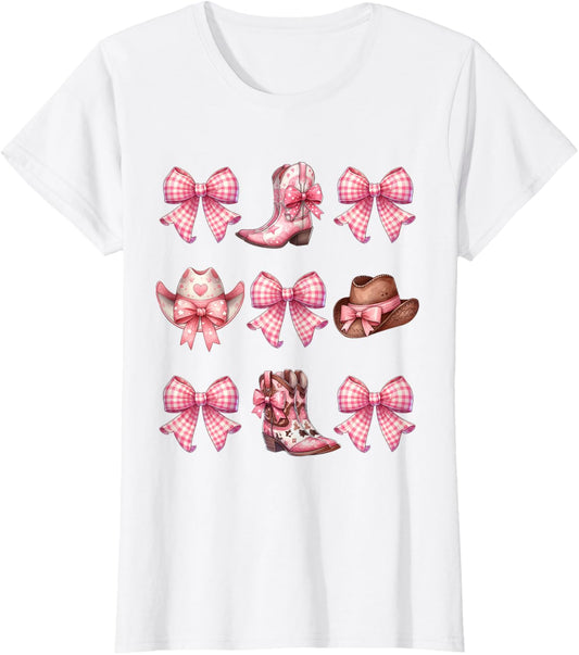 Coquette Pink Bow Cowgirl Boots and Hats T-Shirt