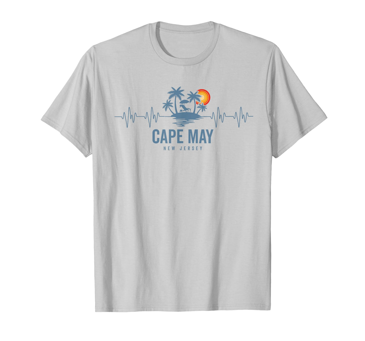 Cape May Beach New Jersey Vintage 80s Sunset Heartbeat T-Shirt