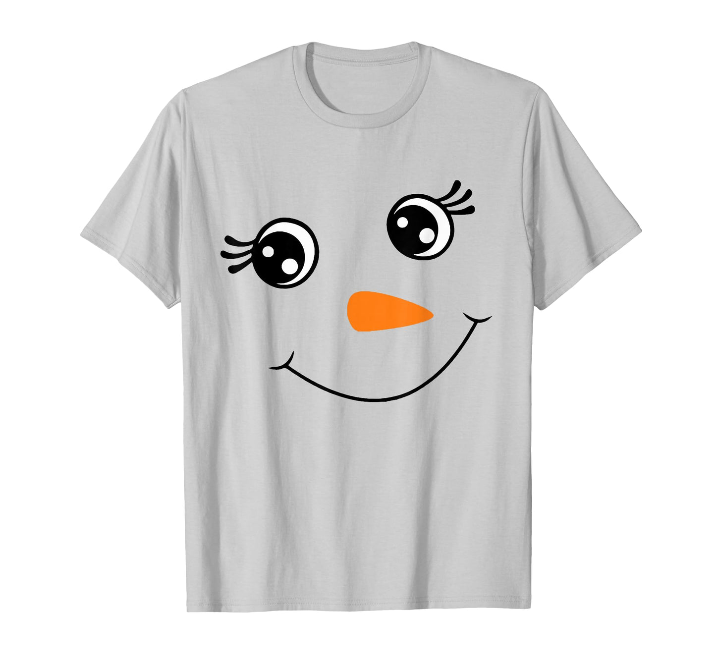 Winter Snowman Face Eyelashes Christmas Xmas For Girl Womens T-Shirt