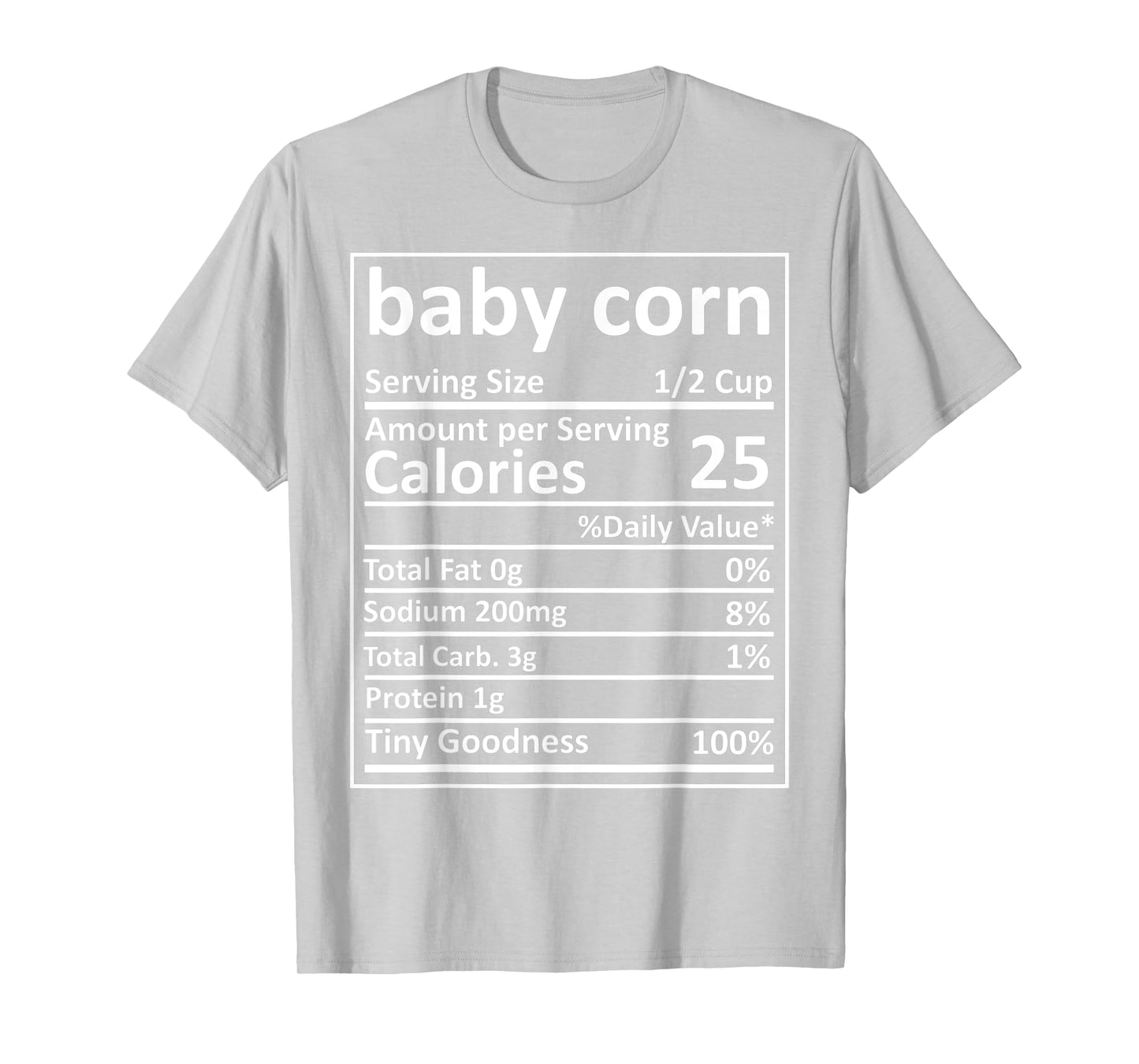 Baby Corn Nutrition Thanksgiving Food Facts Xmas T-Shirt