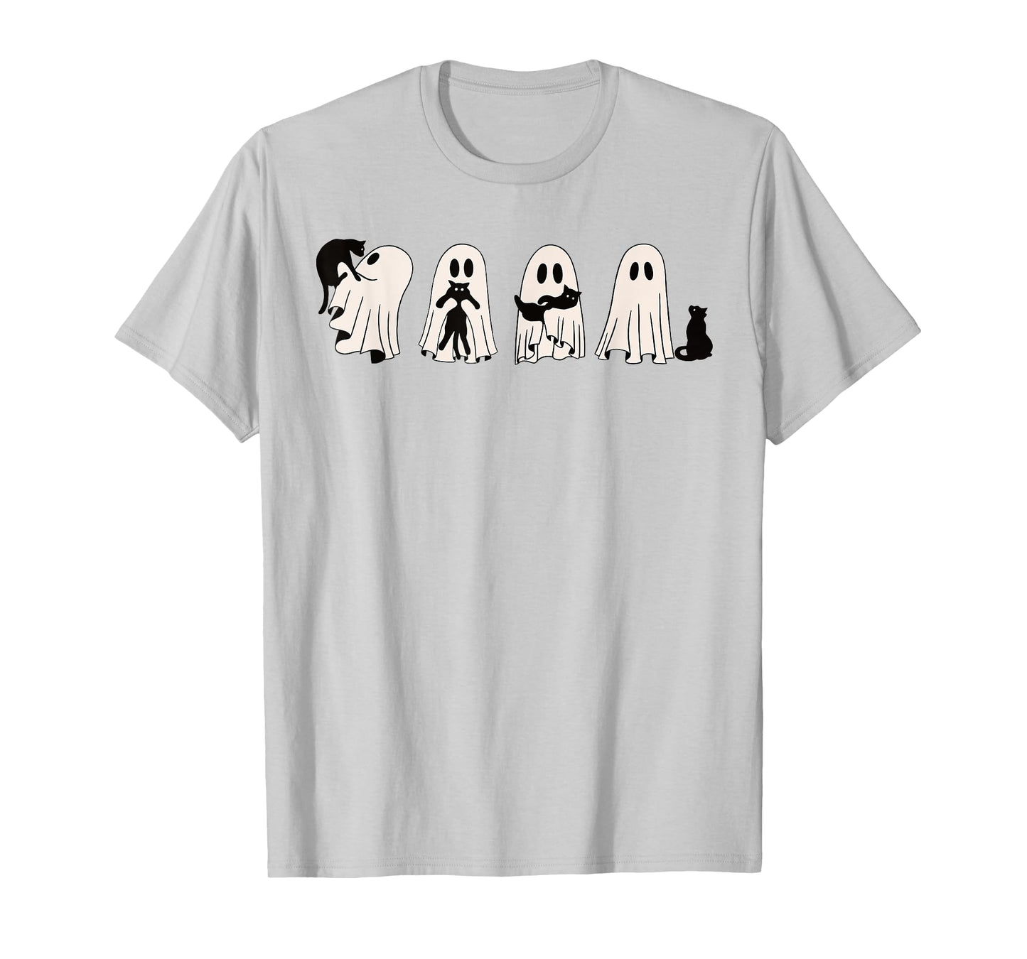 Funny Ghost Black Cat Spooky Season Trick Or Treat Halloween T-Shirt