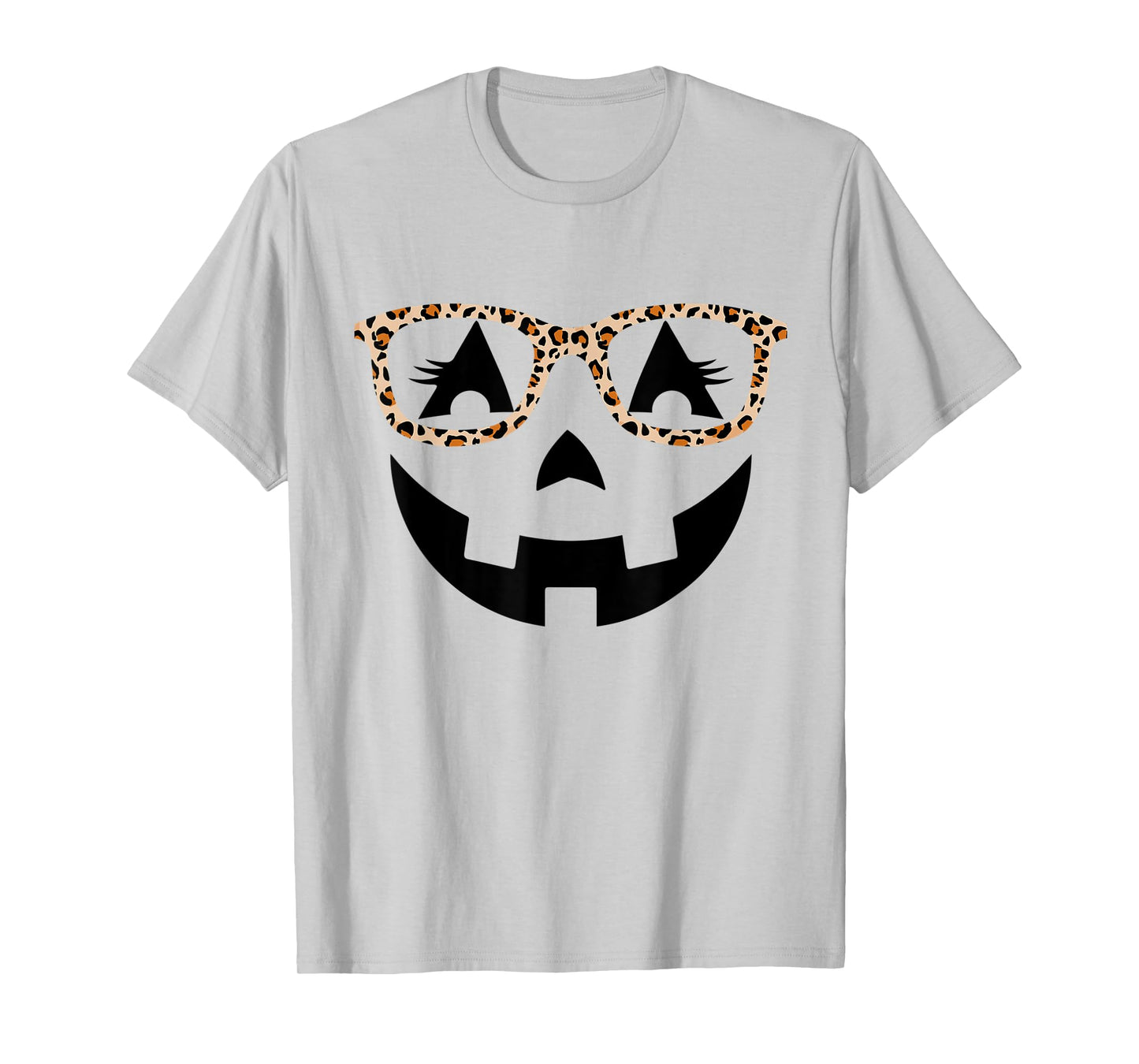 Jack O Lantern With Glasses Shirt Women Halloween Leopard T-Shirt