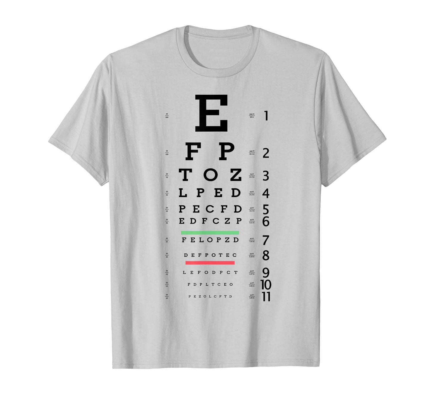 Optometrist Snellen Eye chart Optotype Optometry Eye Doctor T-Shirt