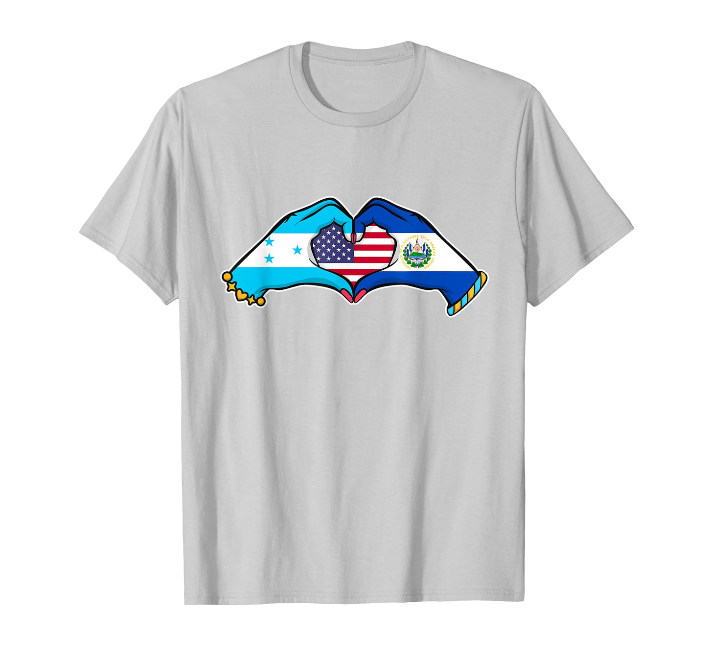 Heart hands El Salvador, Honduras and the USA T-Shirt