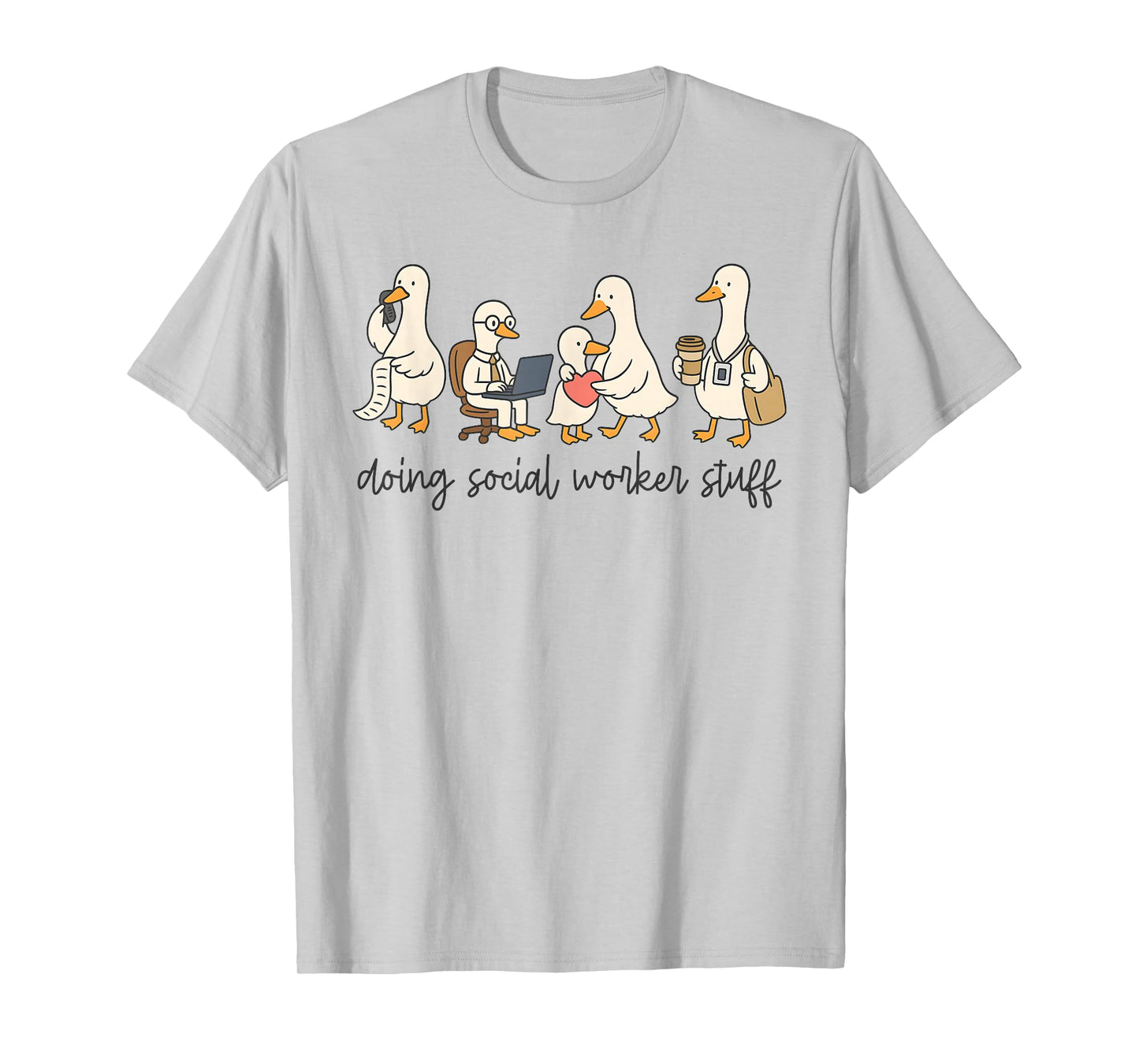 Cute Goose Doing Social Worker Stuff, Mental Health Worker T-Shirt
