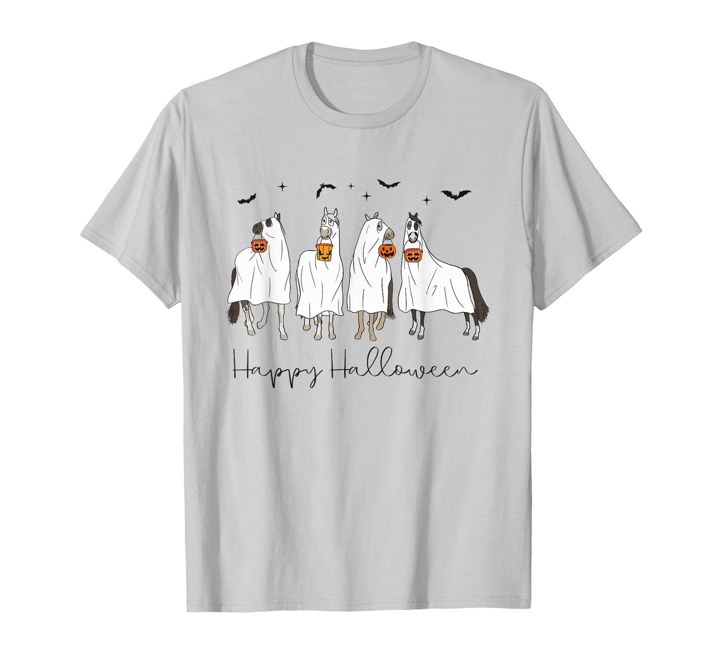 Happy Halloween Horse Ghost Spooky Season Horse Lover Womens T-Shirt