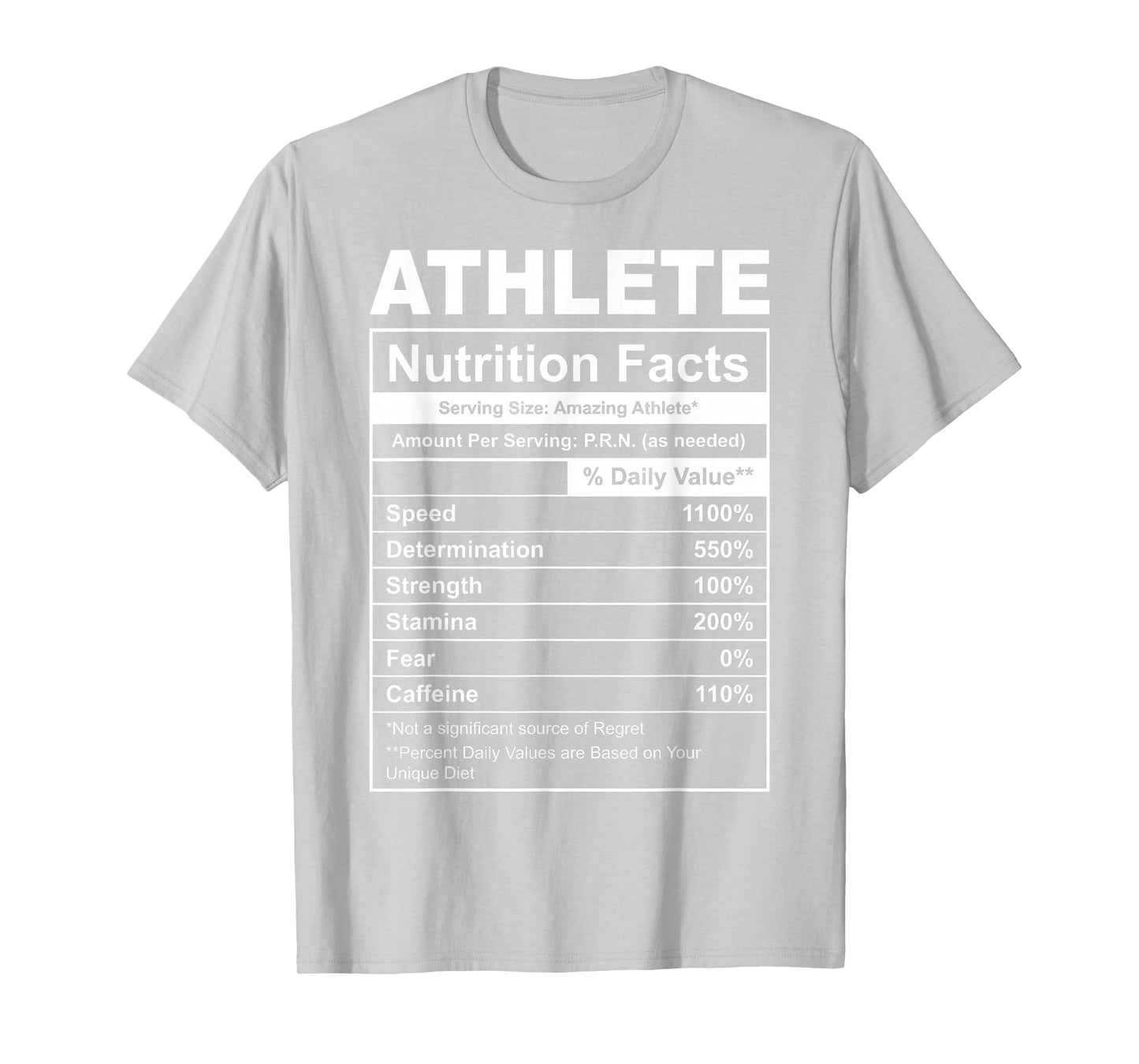 Athlete Nutrition Facts Funny T-Shirt