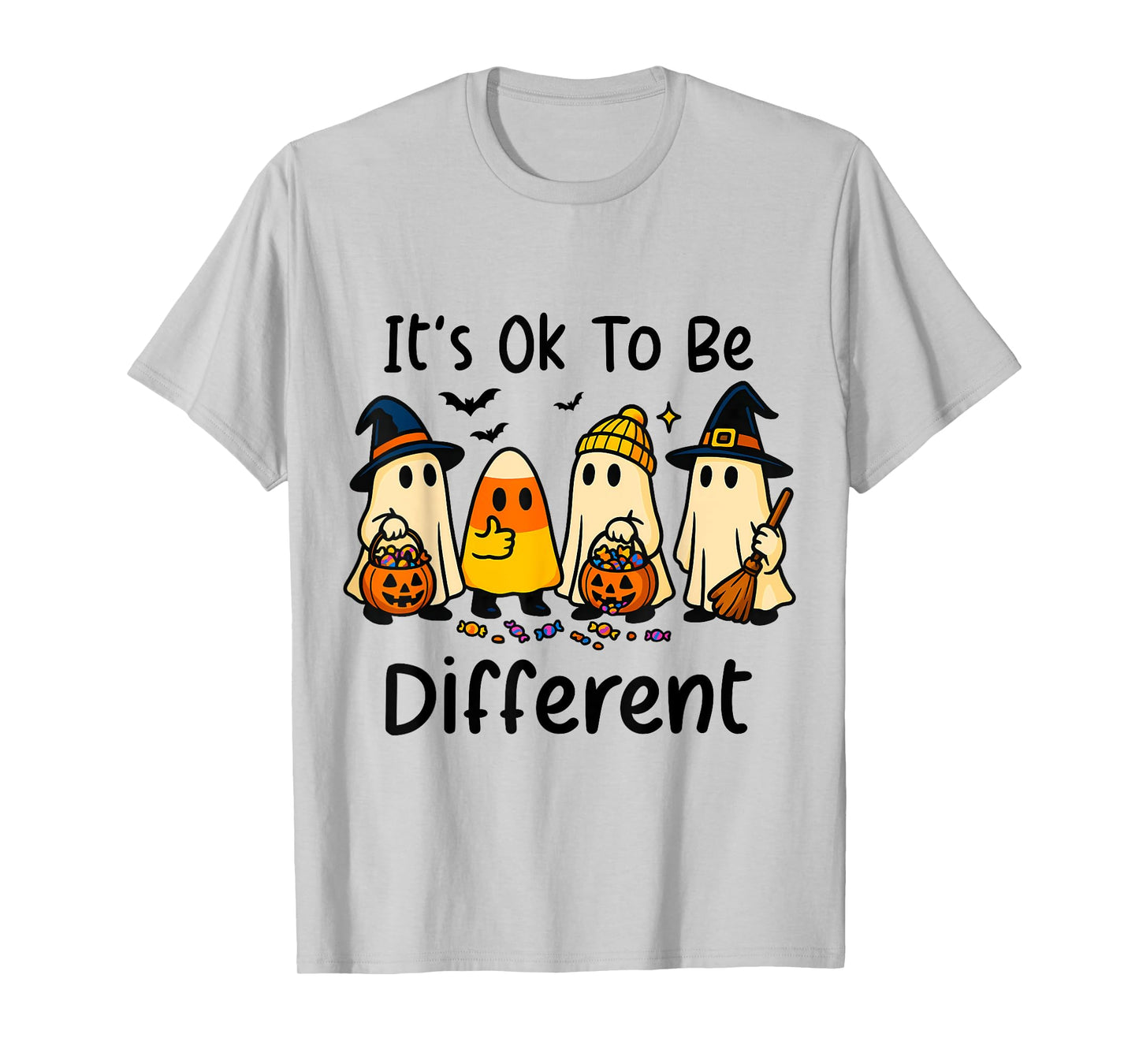 Halloween Candy Corn Ghost Its Ok to Be Different Kids Girl T-Shirt