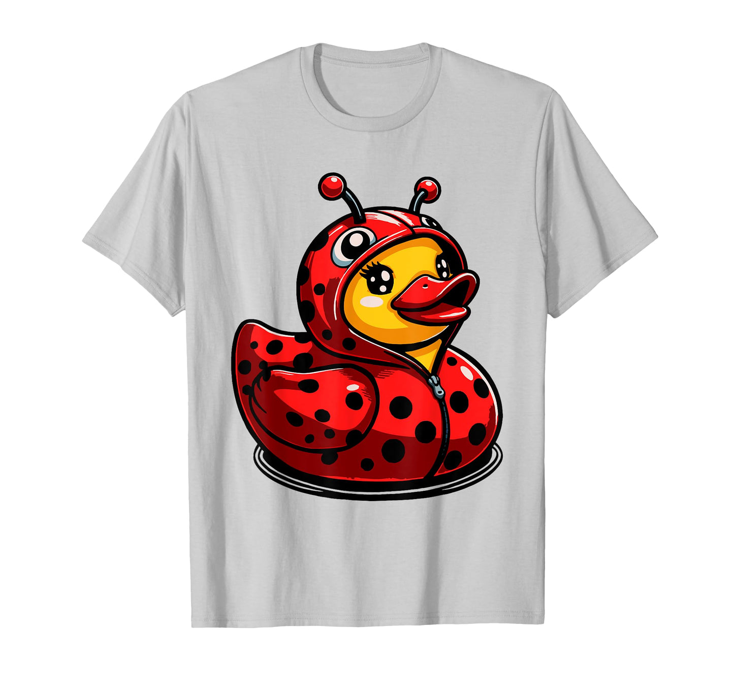 Ladybugs Ducks Ladybug Duck Lady Beetles Duckling T-Shirt - Unisex-Kids, Grey, Small, Short Sleeve, Cartoon, Halloween