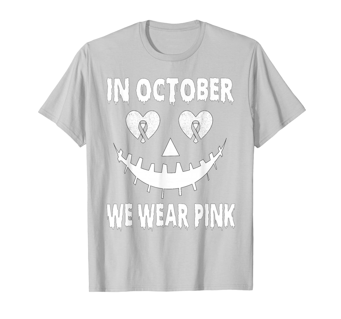 In October We Wear Pink Breast Cancer Jackolantern Halloween T-Shirt