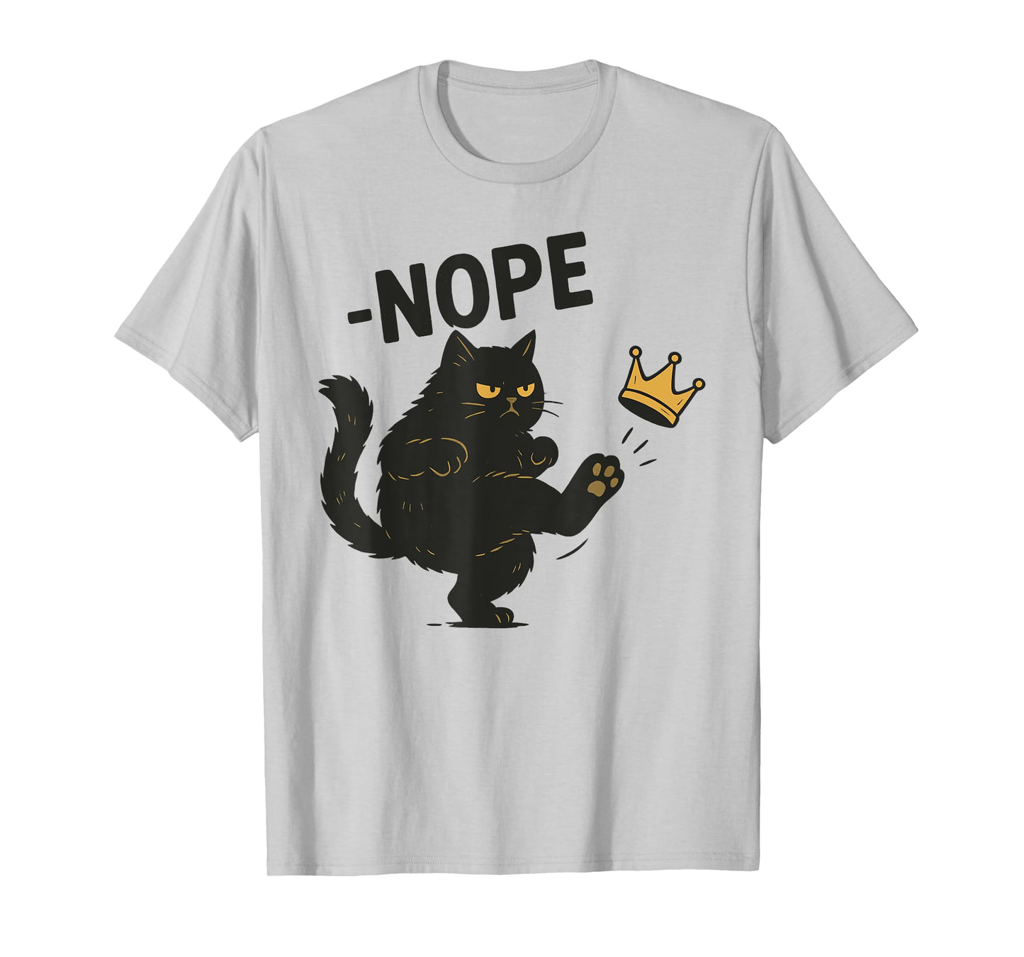 No Kings In America Black Cat Funny Cat Kicking Crown T-Shirt for Men Women