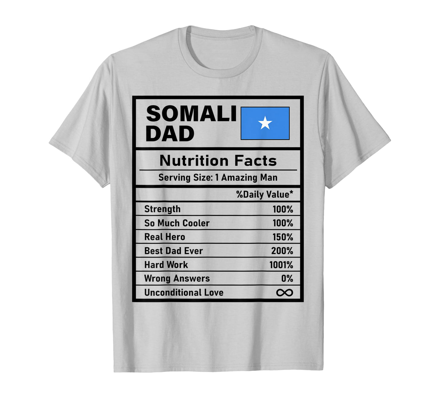 Mens Somali Dad Nutrition Facts Father's Day National Heritage T-Shirt