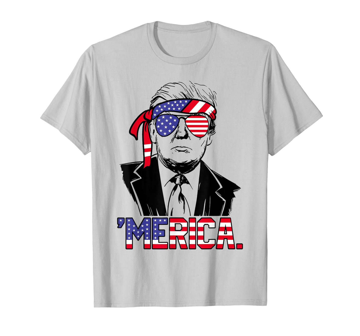 'MERICA TRUMP Happy 4th Of July Trump American Flag T-Shirt