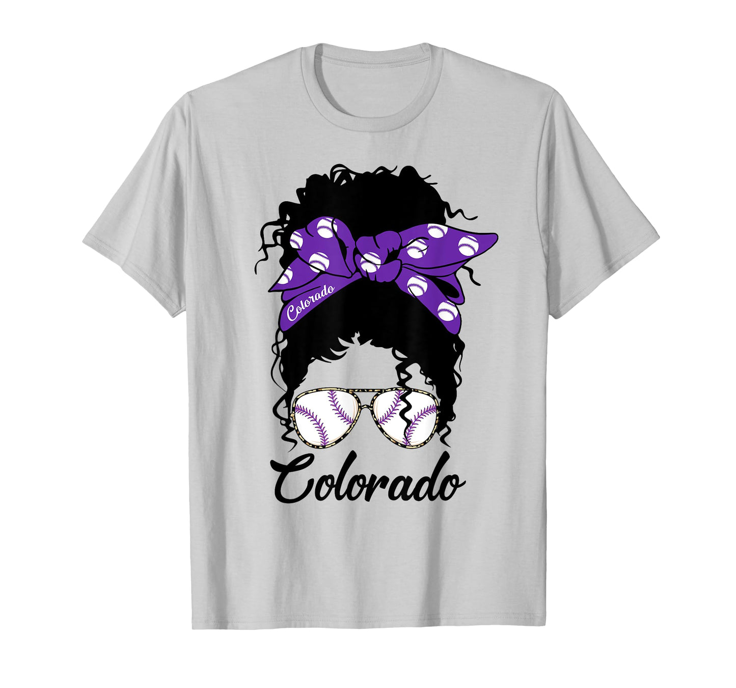 Messy Bun Stylish Baseball Tee for Colorado Women & Girls T-Shirt
