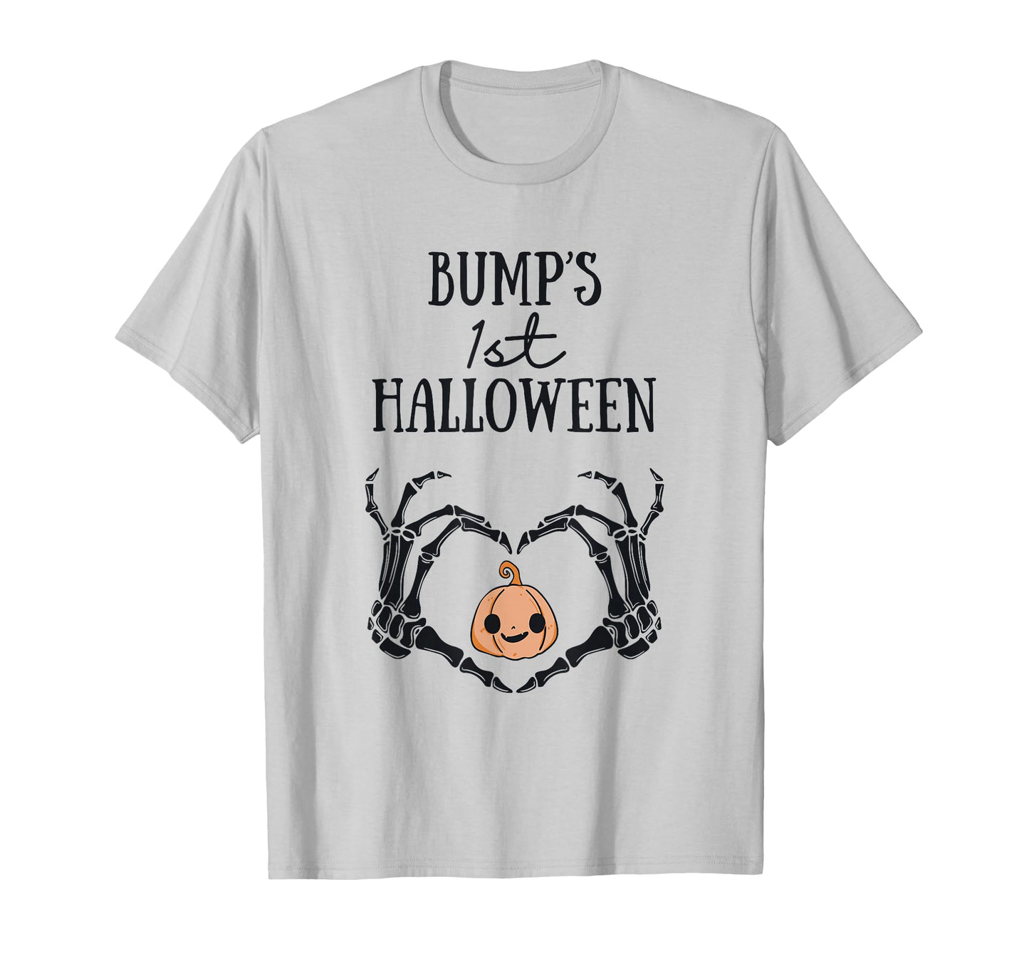 Bump's 1st Halloween Skeleton Hand Heart Pregnancy Baby T-Shirt