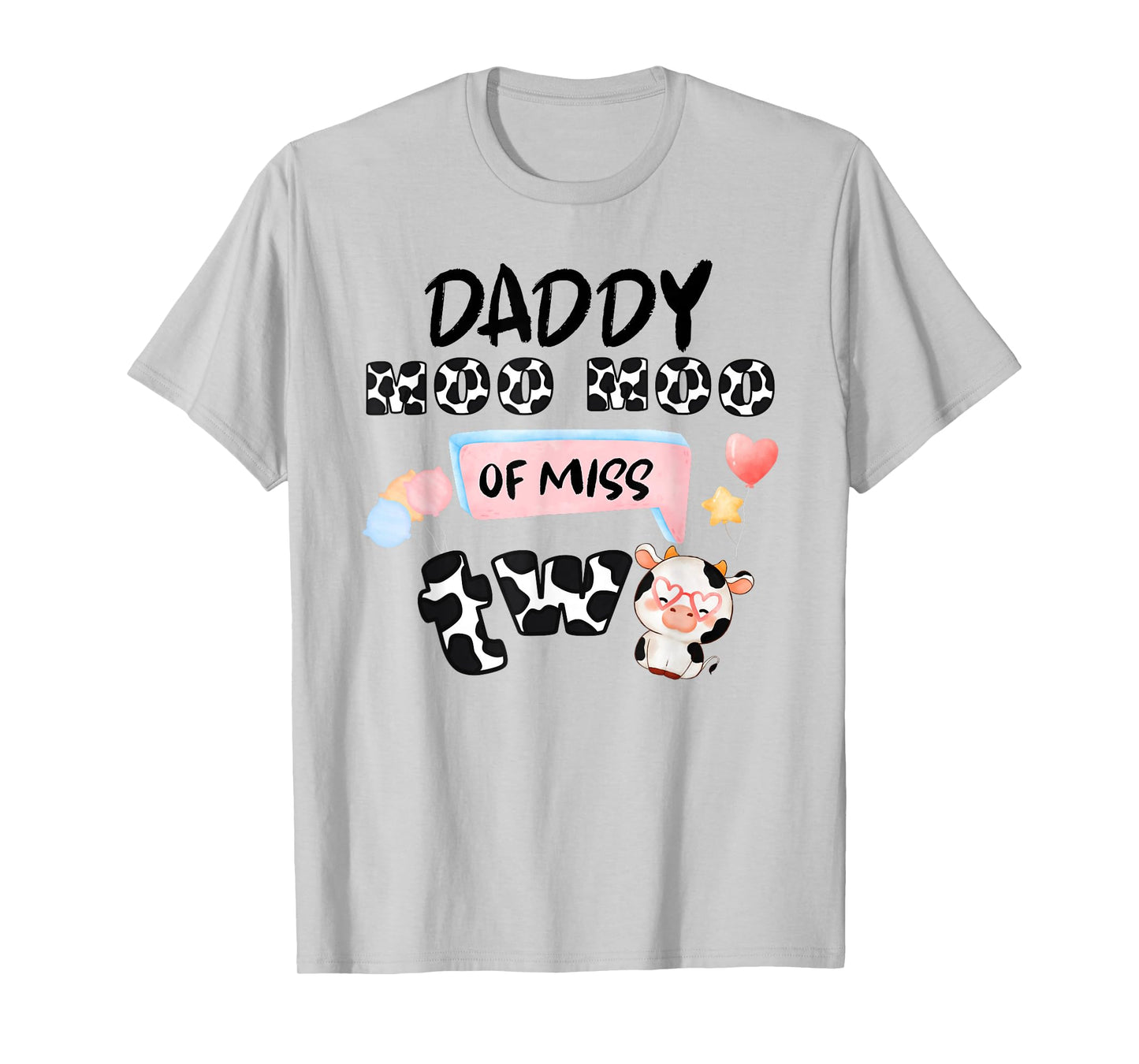 Girl Second Birthday Party Pink Cow Daddy Moo I'm Two Animal T-Shirt