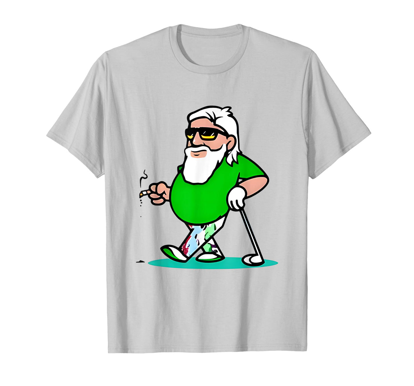 Cool grandpa golf cartoon smoking art T-Shirt
