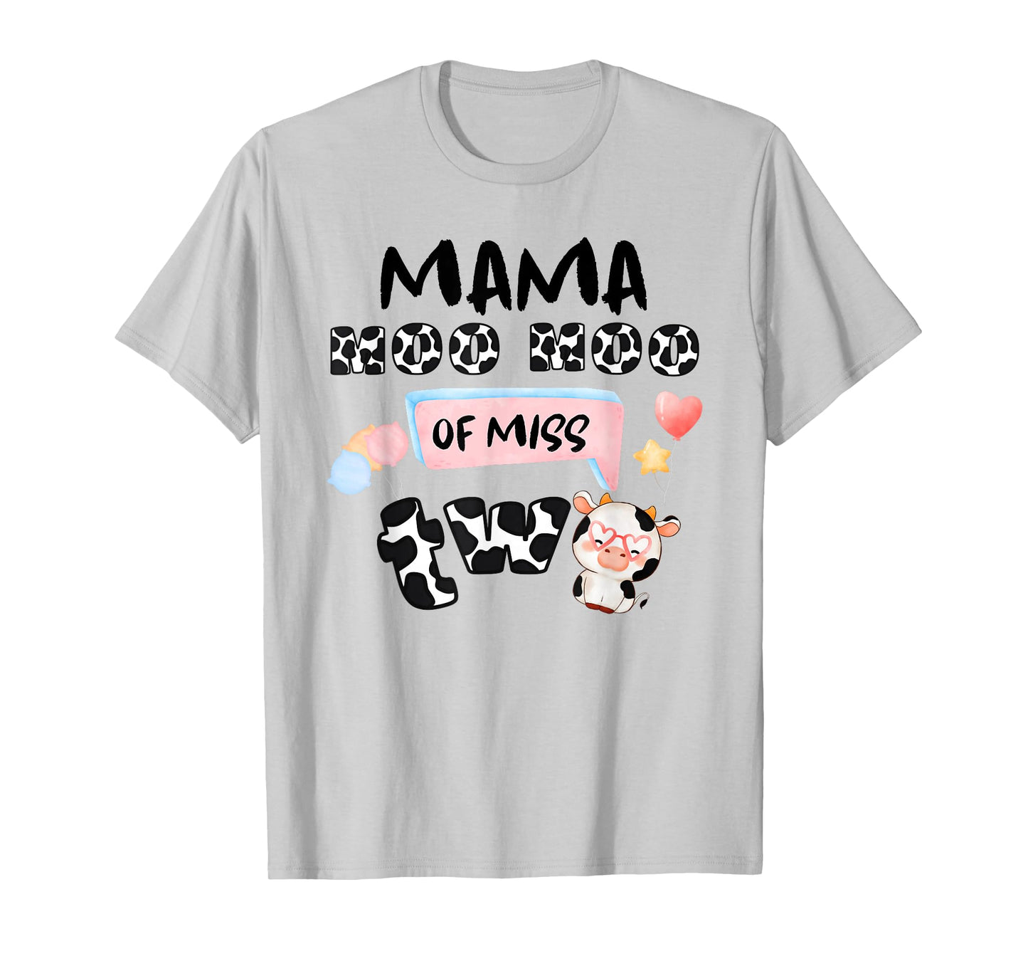 Girl Second Birthday Party Pink Cow Mama Moo I'm Two Animal T-Shirt