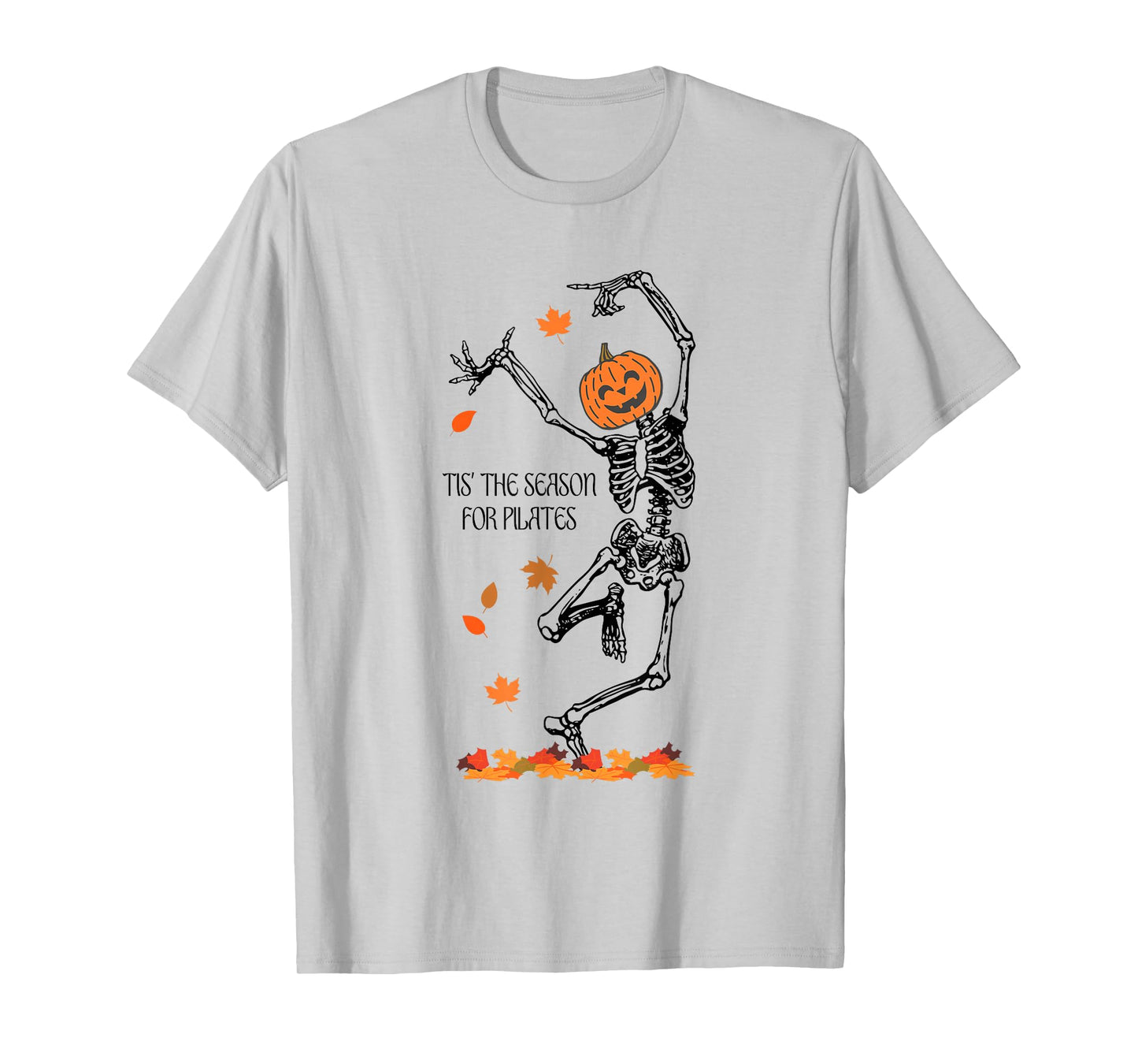 Skeleton Tis The Season For Pilates Meditation Halloween T-Shirt
