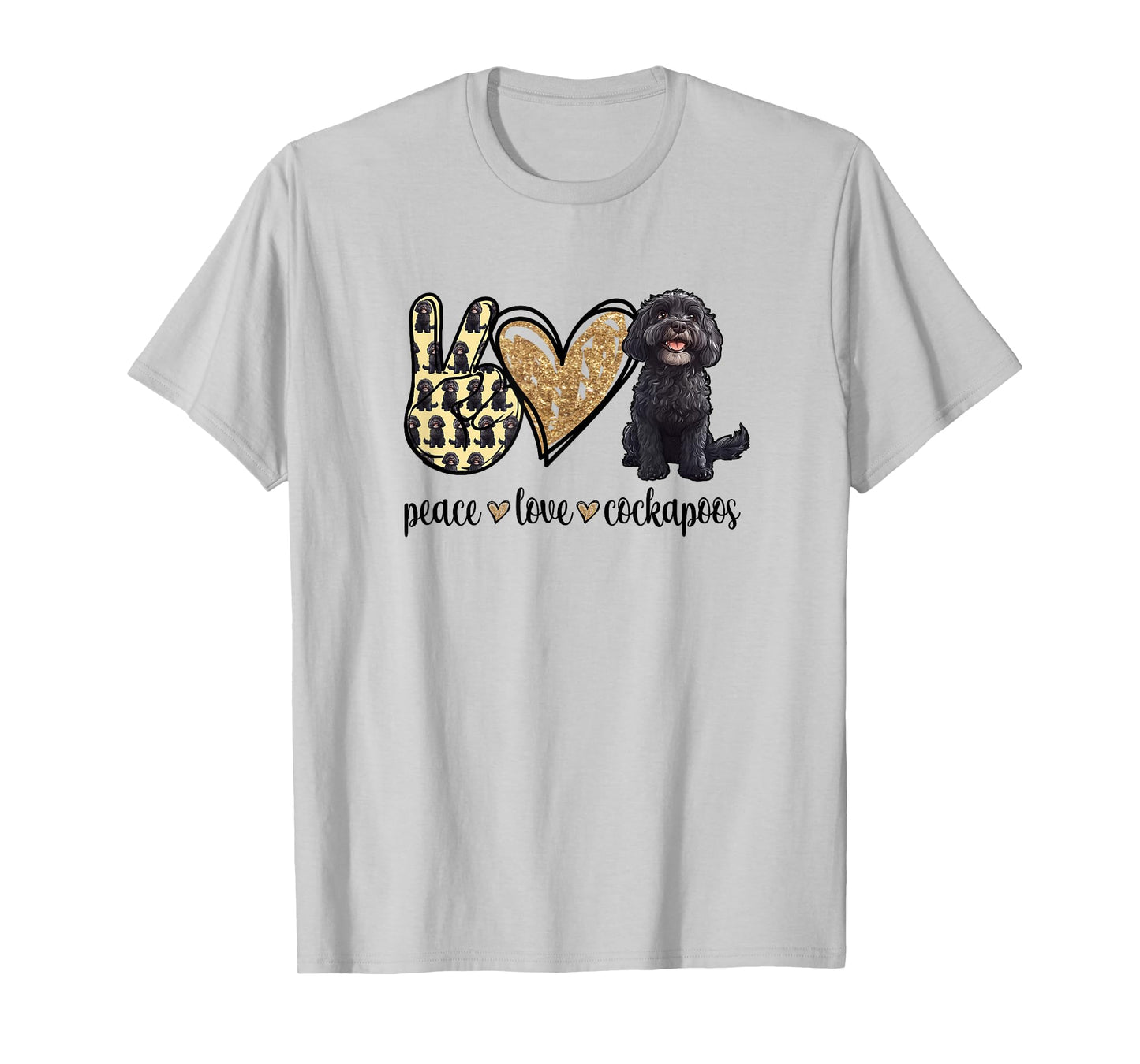 Cute Illustration Peace Love Black Cockapoo Lover T-Shirt