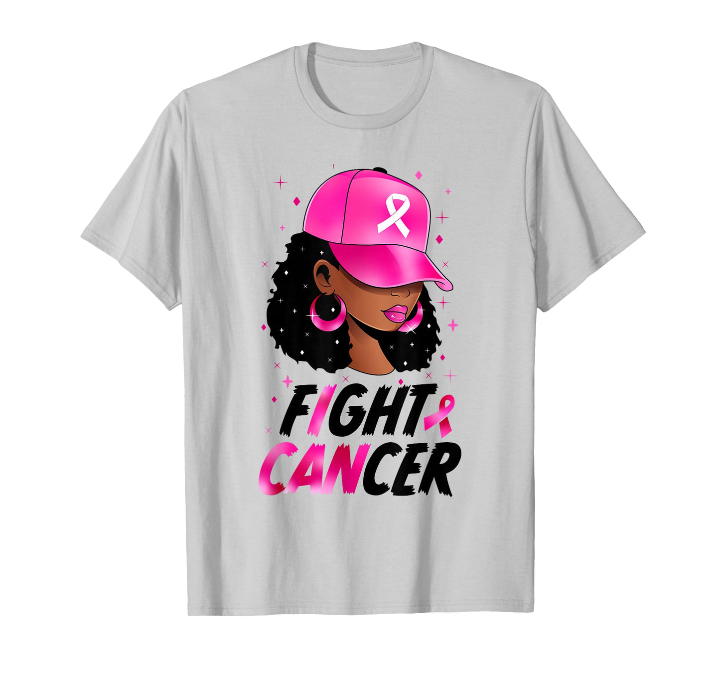 Black Girl Black Woman Breast Cancer Awareness Pink Ribbon T-Shirt
