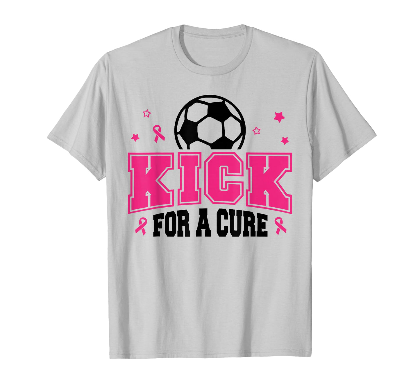 Kick for a Cure Soccer Breast Cancer Awareness Pink Ribbon T-Shirt