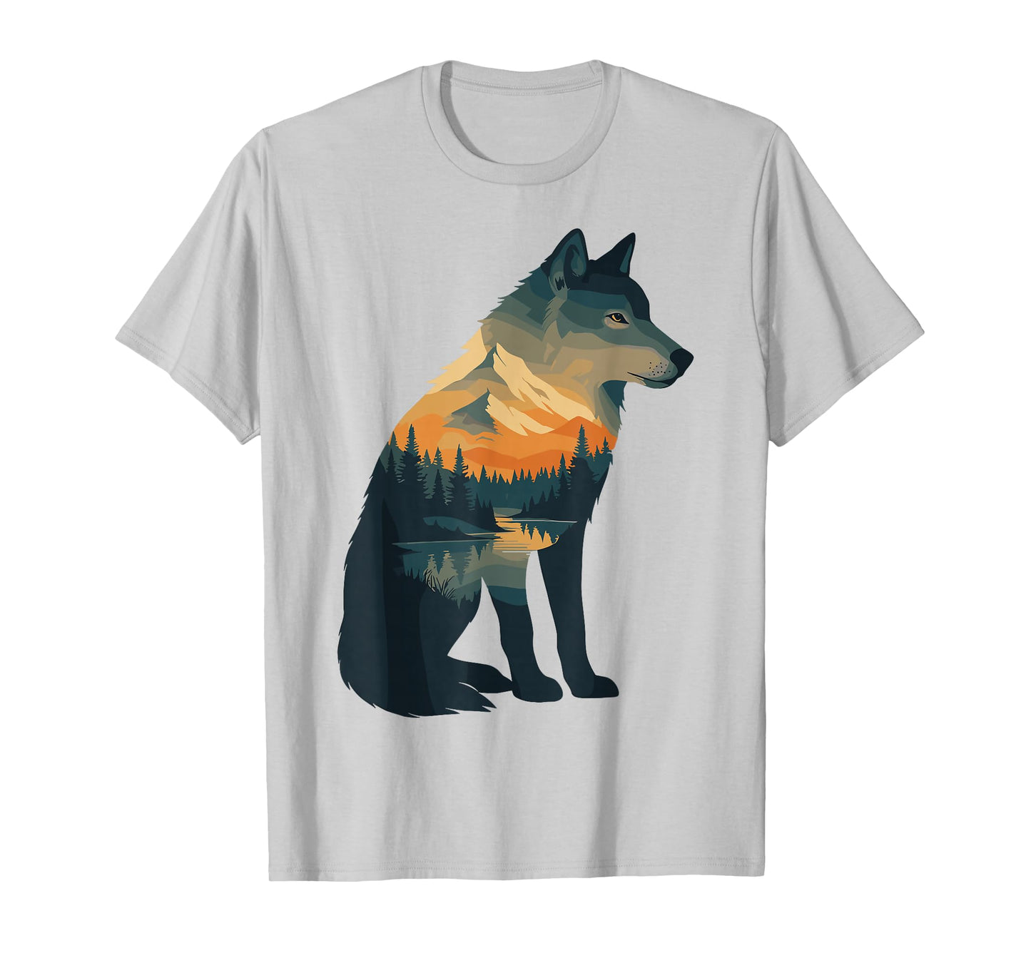 Nature Mountains Adventure Wolf Outdoor Wildlife Forest T-Shirt