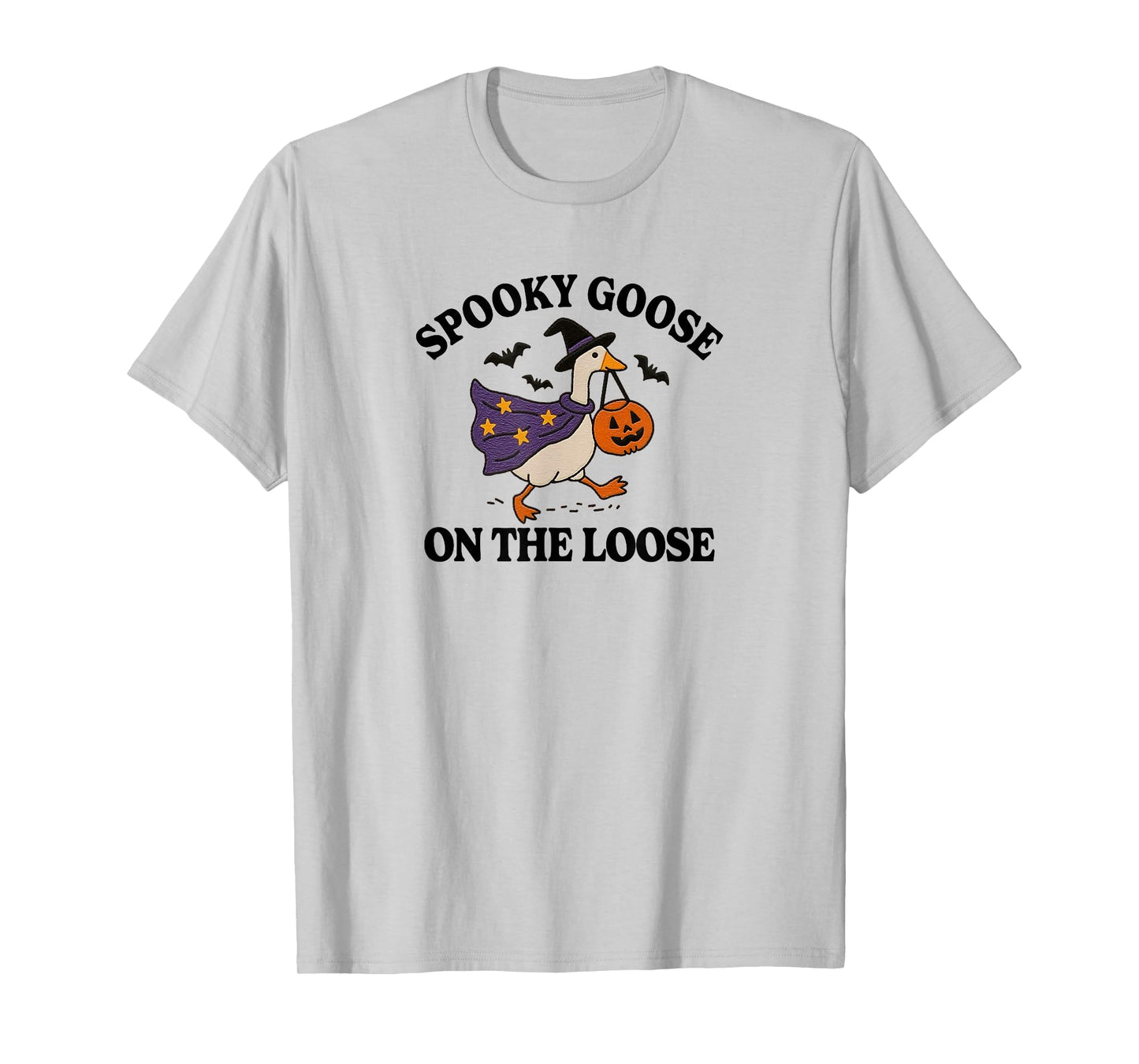 Spooky Goose On The Loose Witch Silly Goose Animal Halloween T-Shirt