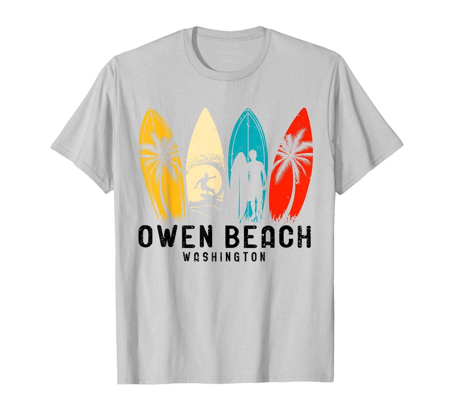 Vintage Washington Owen Beach Surfboarder T-Shirt for Men Women Kids