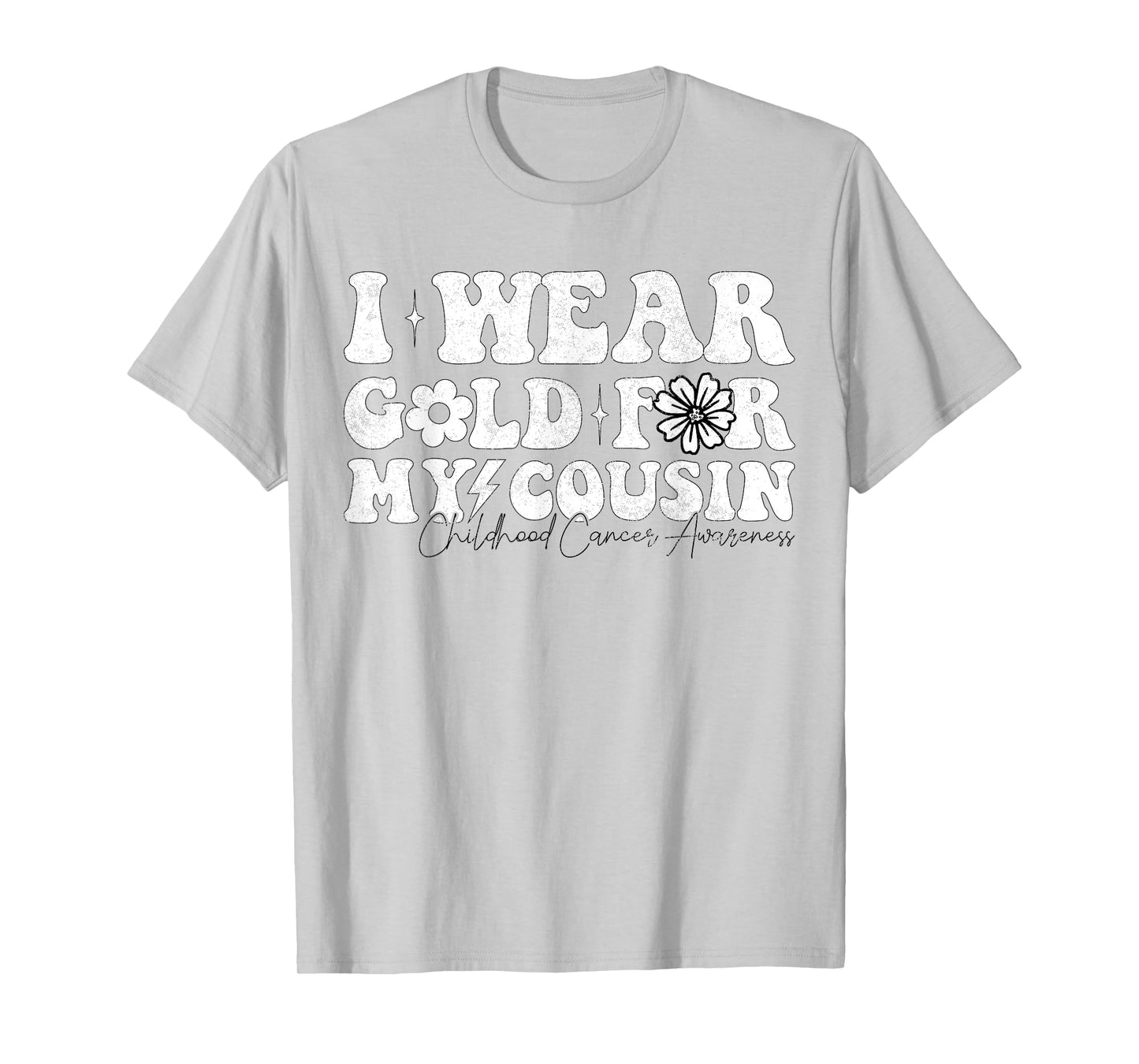 Groovy I Wear Gold For My cousin Cancer Awareness Ribbon T-Shirt