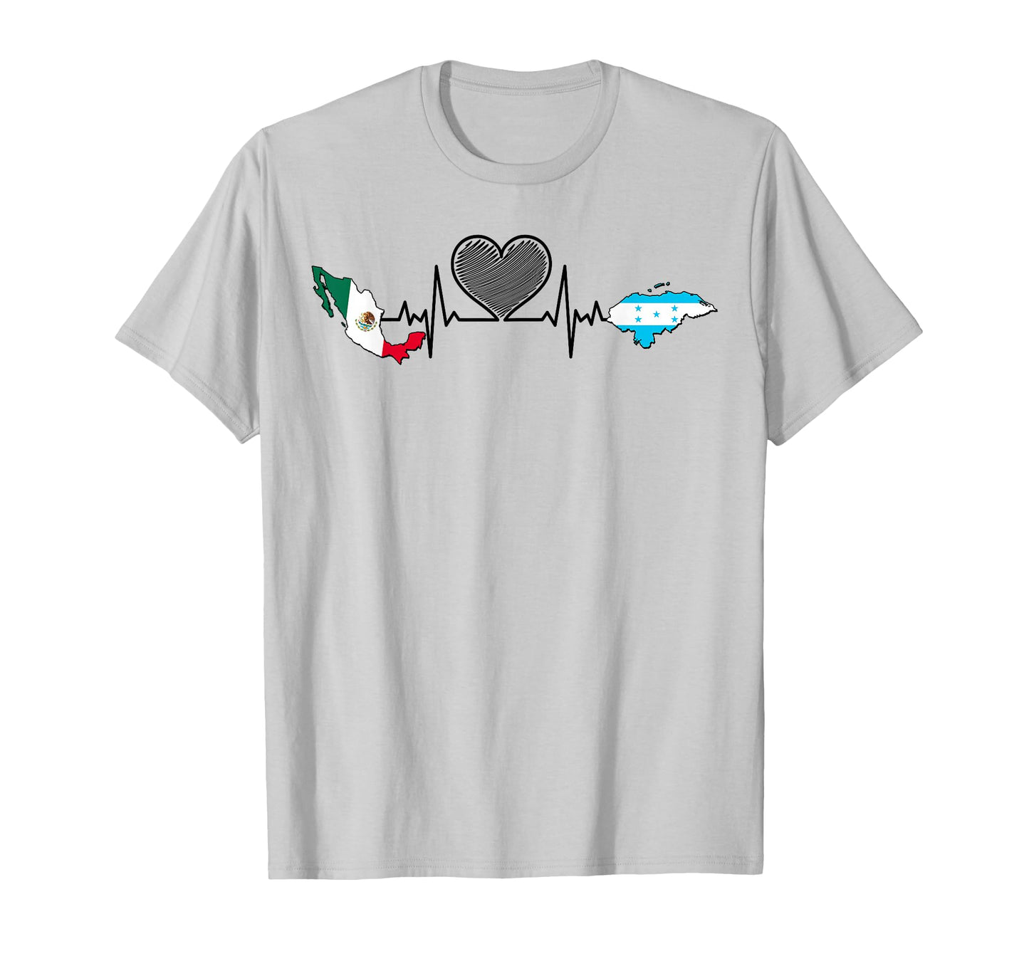 Mexico & Honduras Map in Heartbeat Hispanic Heritage Month T-Shirt